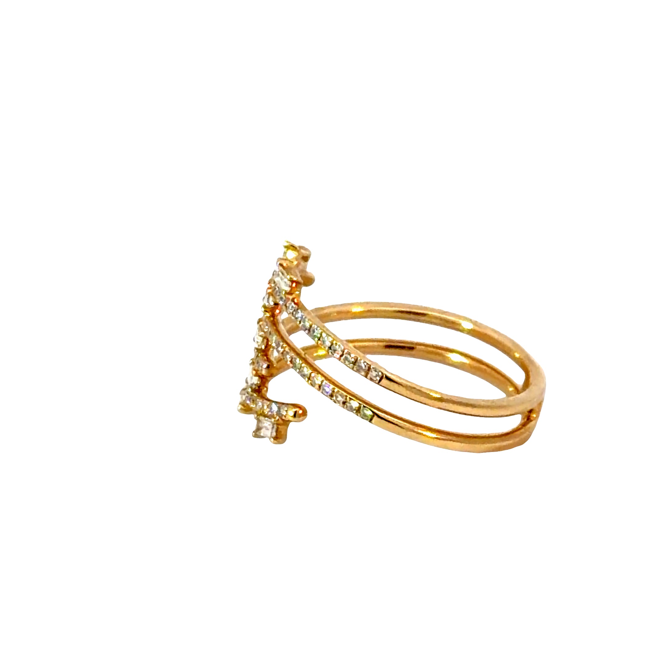 14K Gold Multi-Row Diamond Wrap Ring