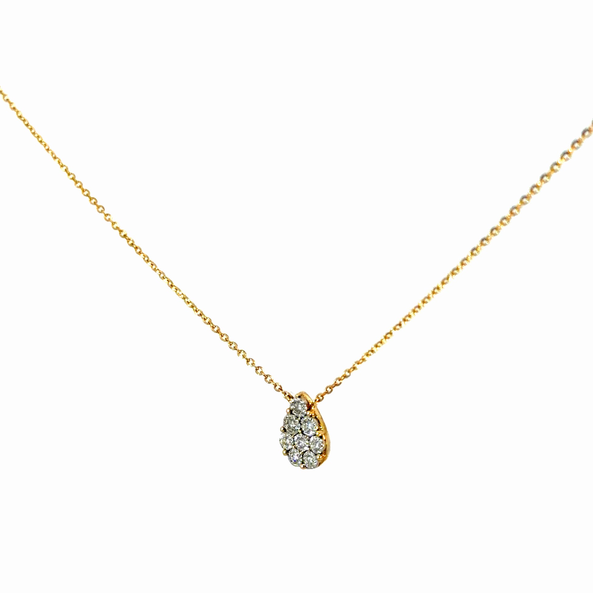 Teardrop Natural Diamond Necklace in 14K Gold
