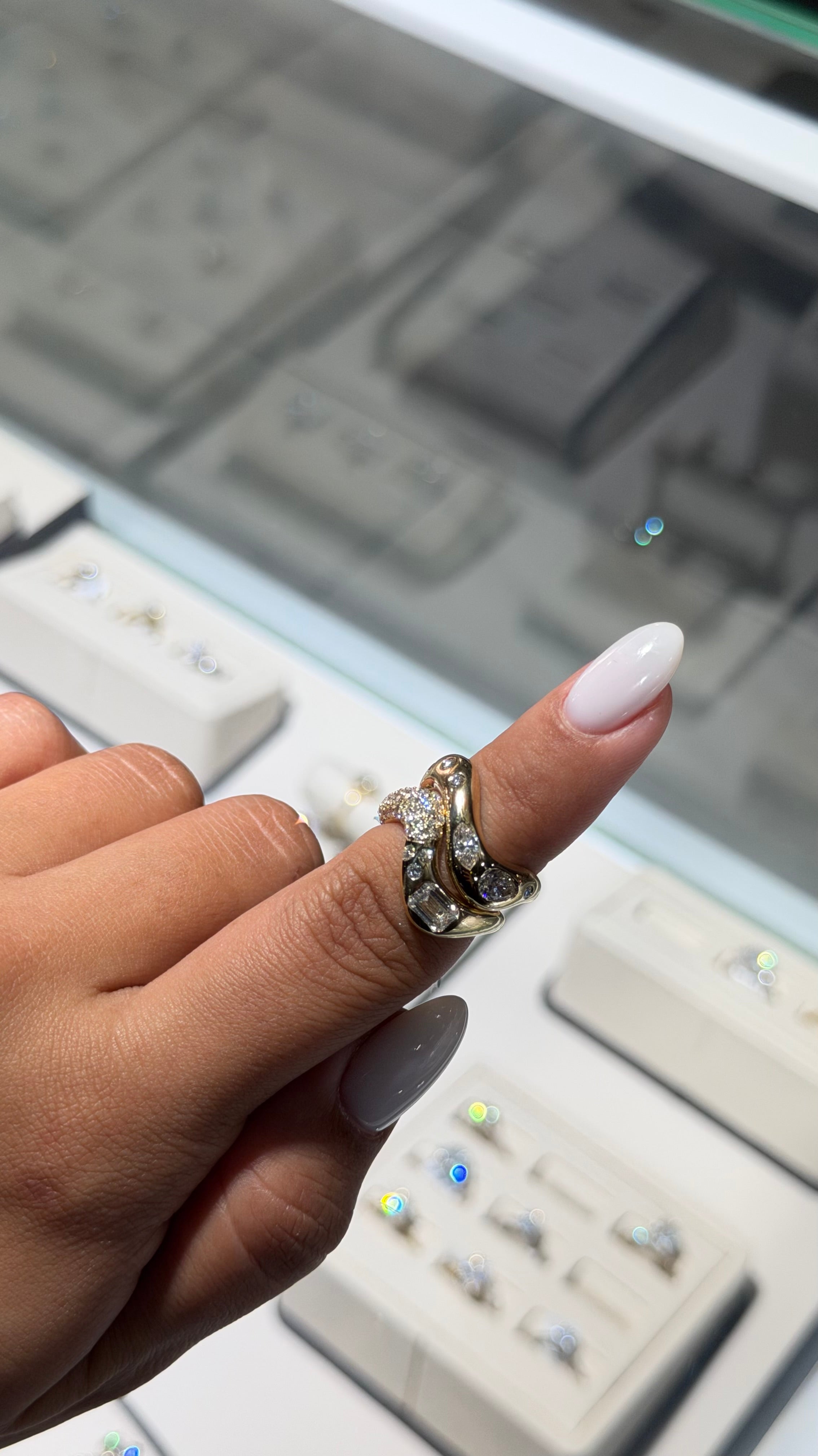 0.85ct Scattered Lab Diamond Wave Ring