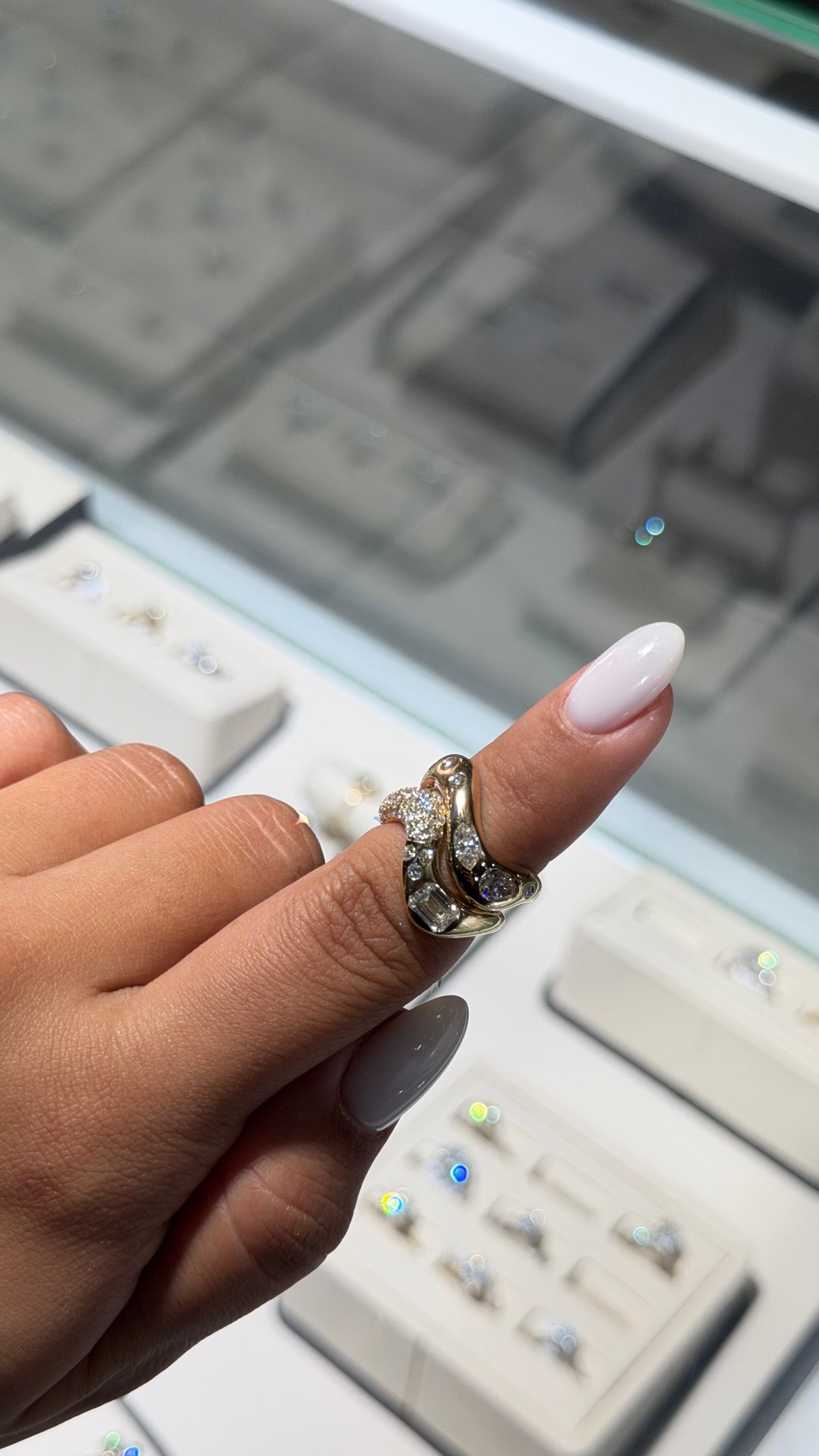 0.85ct Scattered Lab Diamond Wave Ring