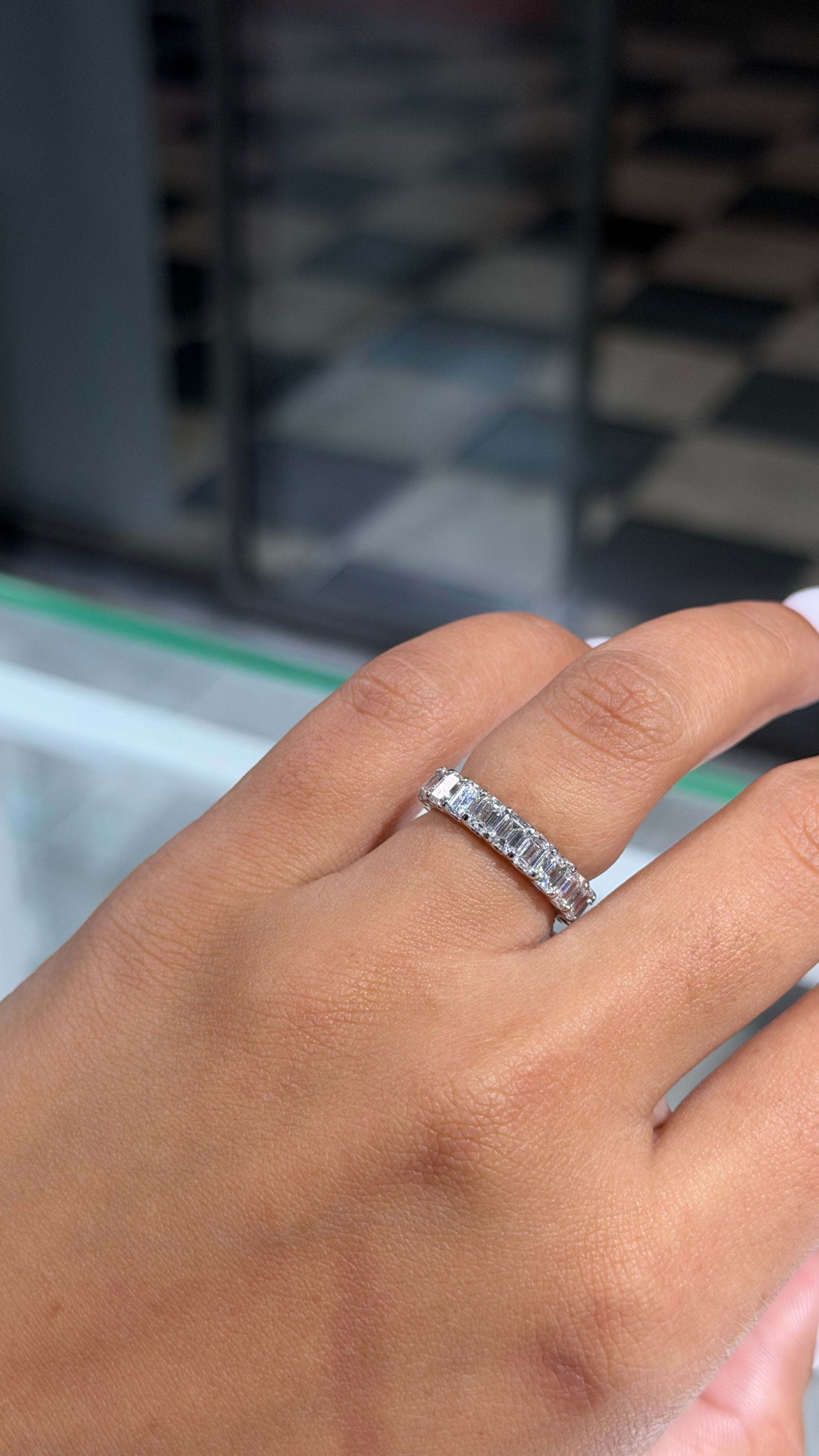 5ct Lab Diamond Emerald Cut Eternity Band