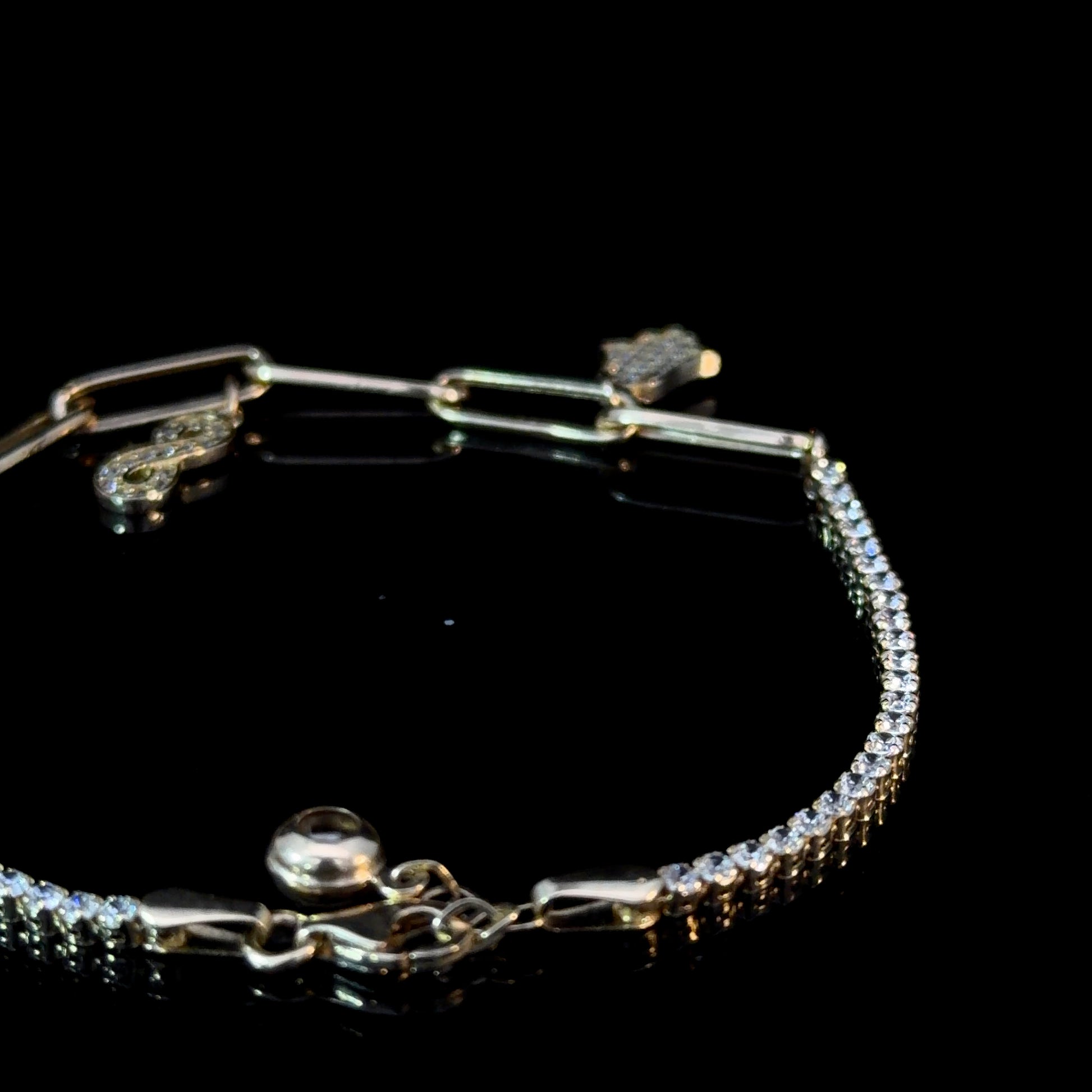 14K Gold Hamsa & Infinity Bracelet with CZ Accents