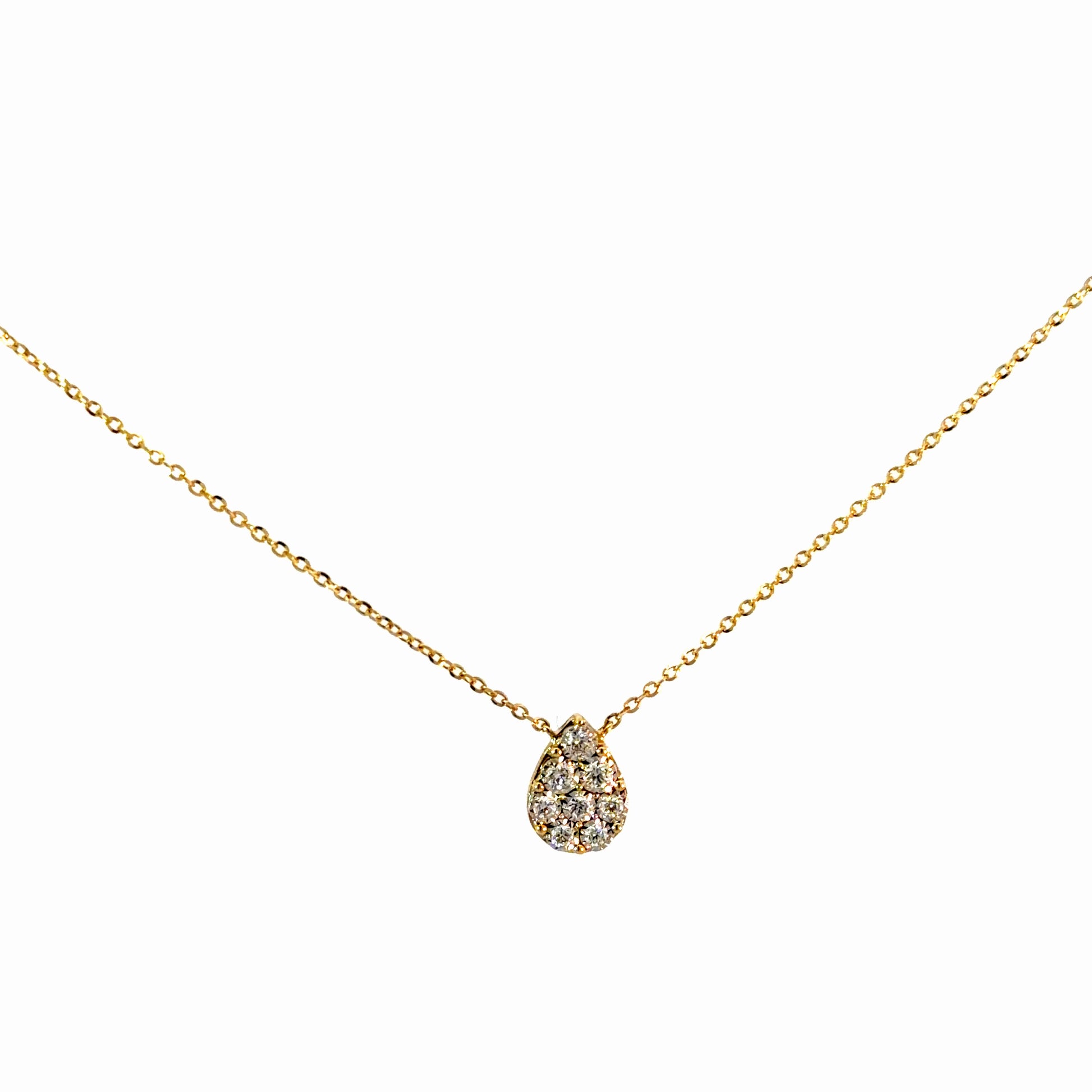 Teardrop Natural Diamond Necklace in 14K Gold