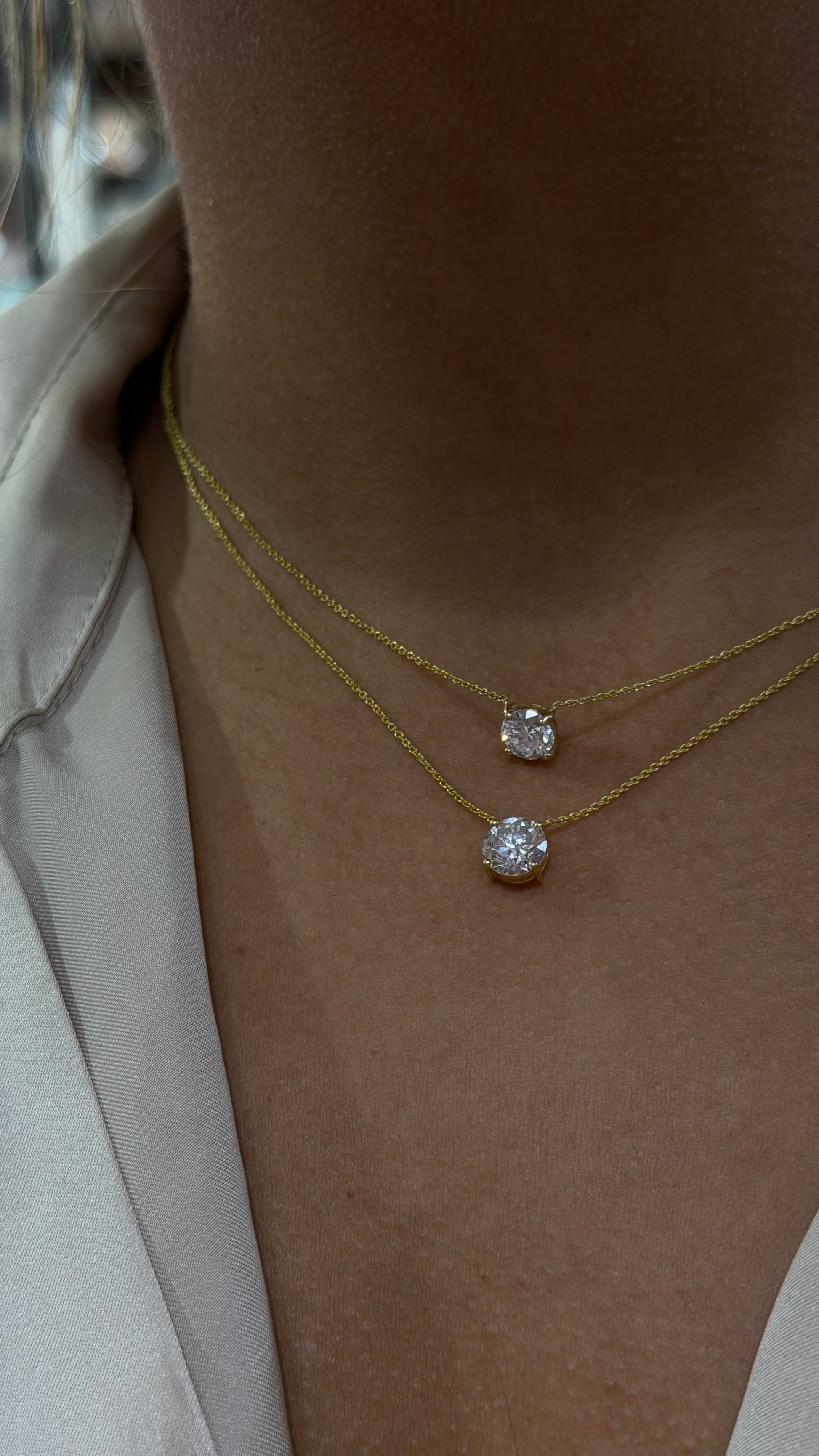 1CT Diamond Solitaire Necklace in 14k White Gold