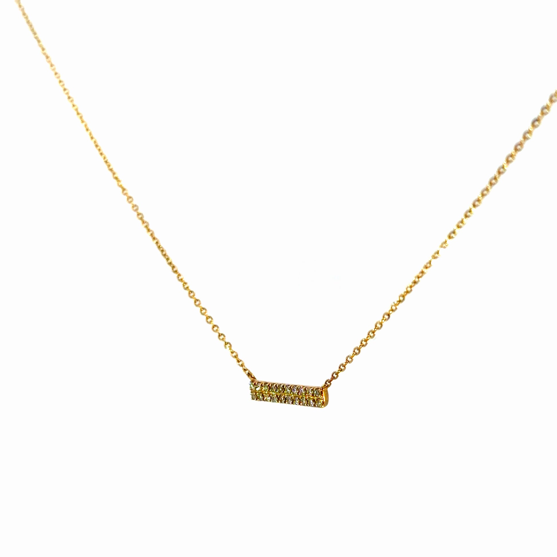 14K Gold Natural Diamond Bar Necklace