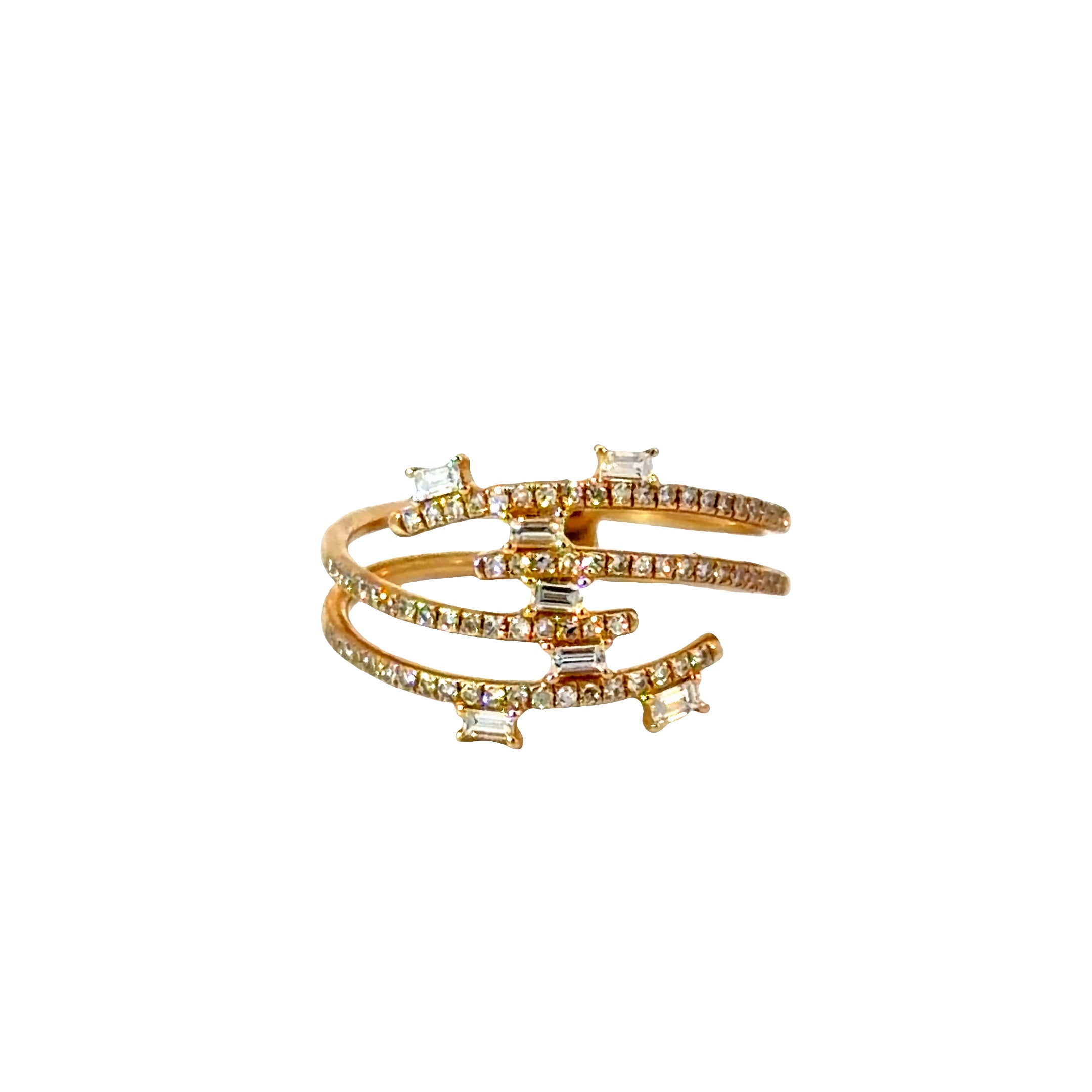 14K Gold Multi-Row Diamond Wrap Ring