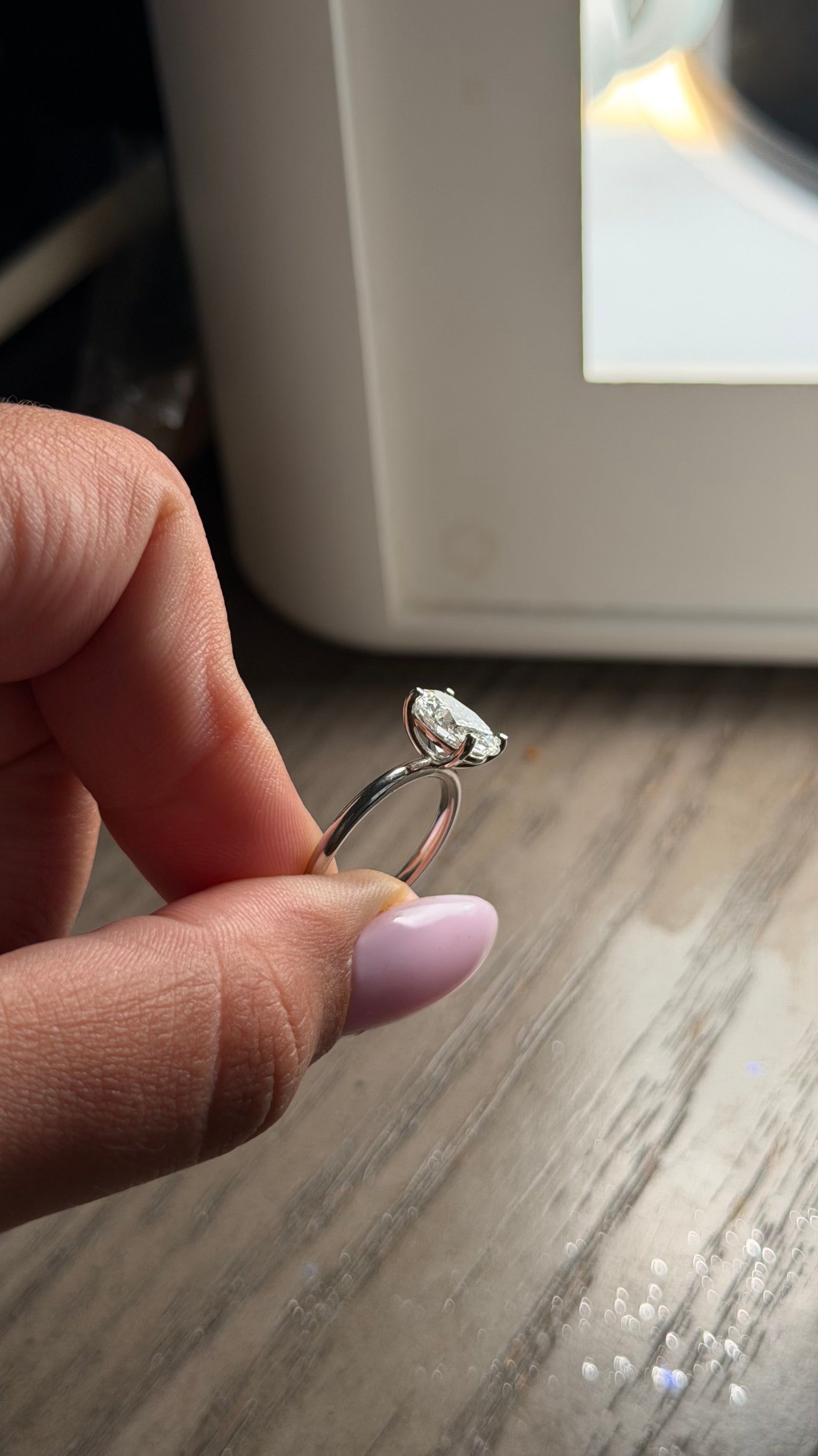 2.02 Ct Oval Lab Diamond Cathedral Solitaire Engagement Ring