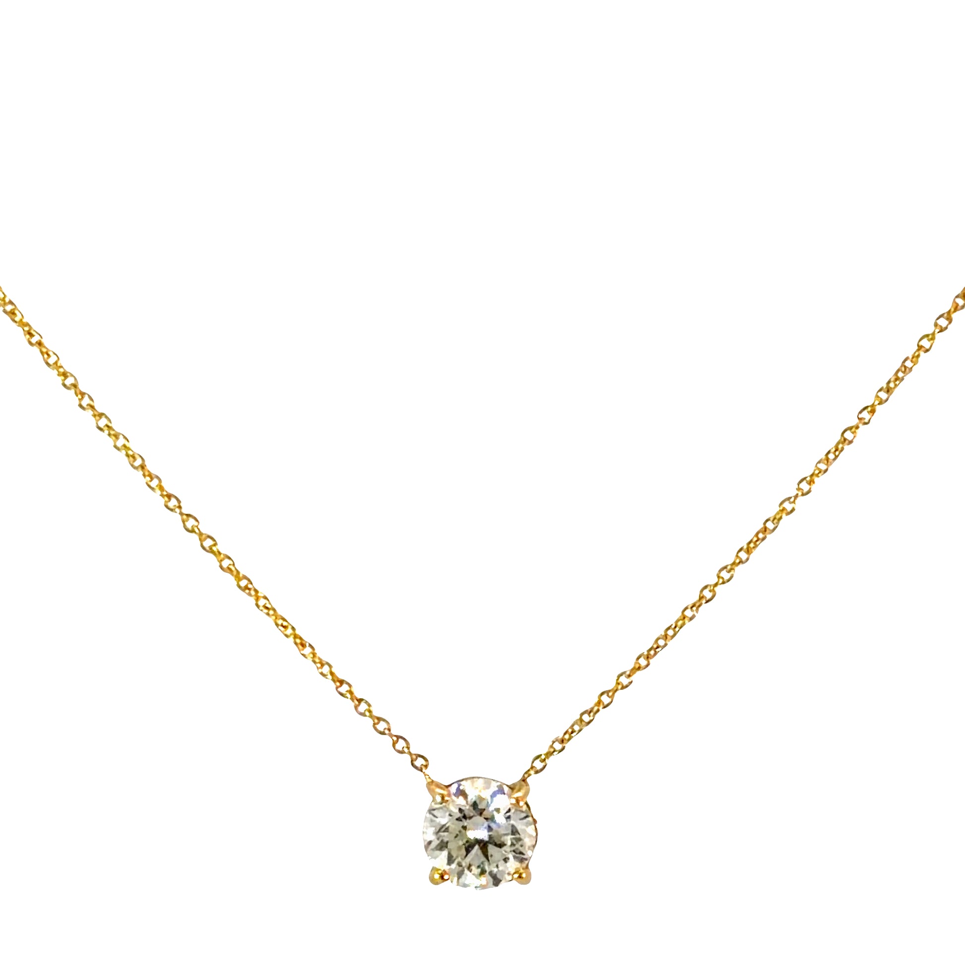 1CT Diamond Solitaire Necklace in 14k White Gold