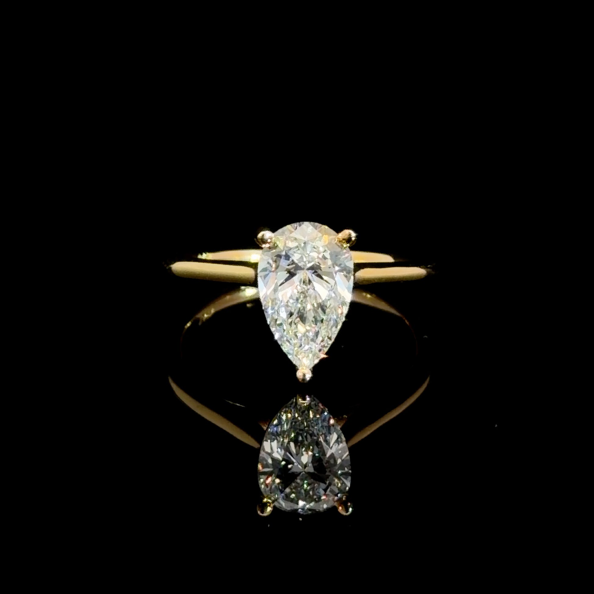 1.58 Pear Cut Lab Diamond Solitaire Ring - IGI Certified
