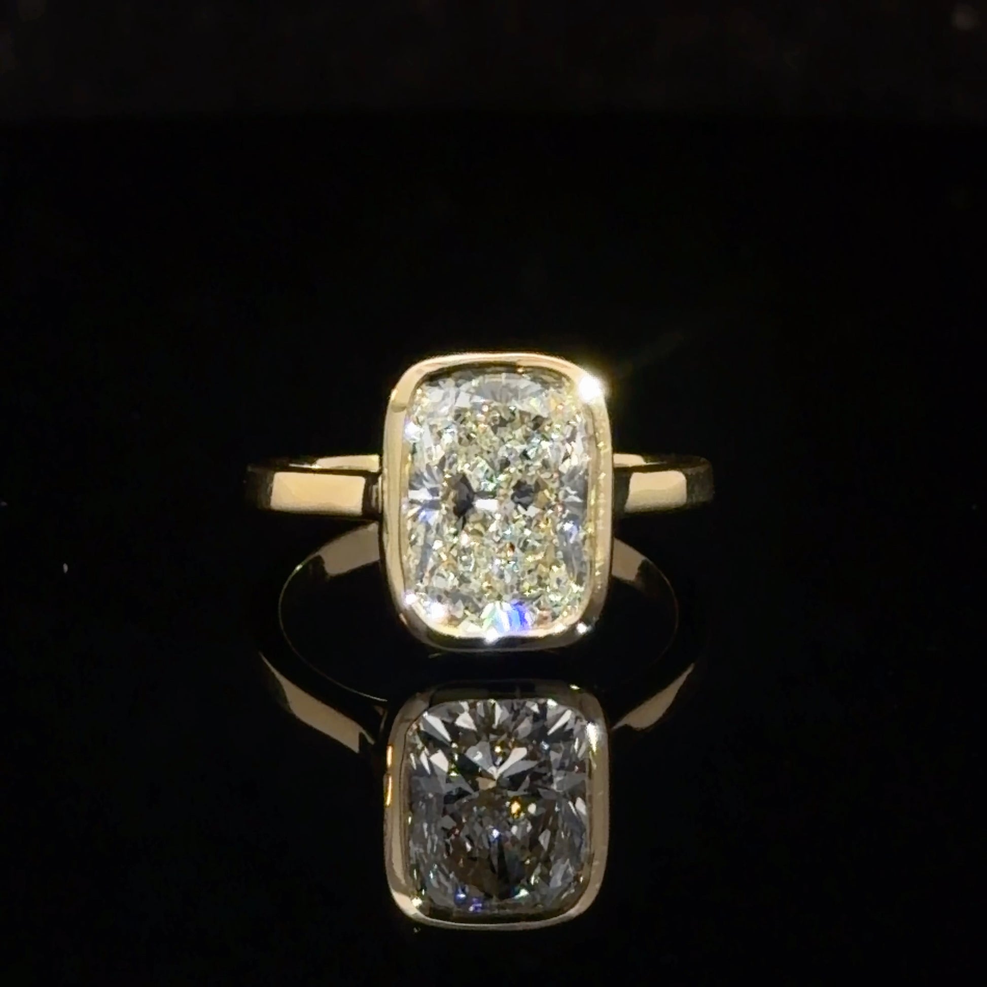 3.10ct Cushion Cut Lab-Grown Diamond Bezel Solitaire Ring