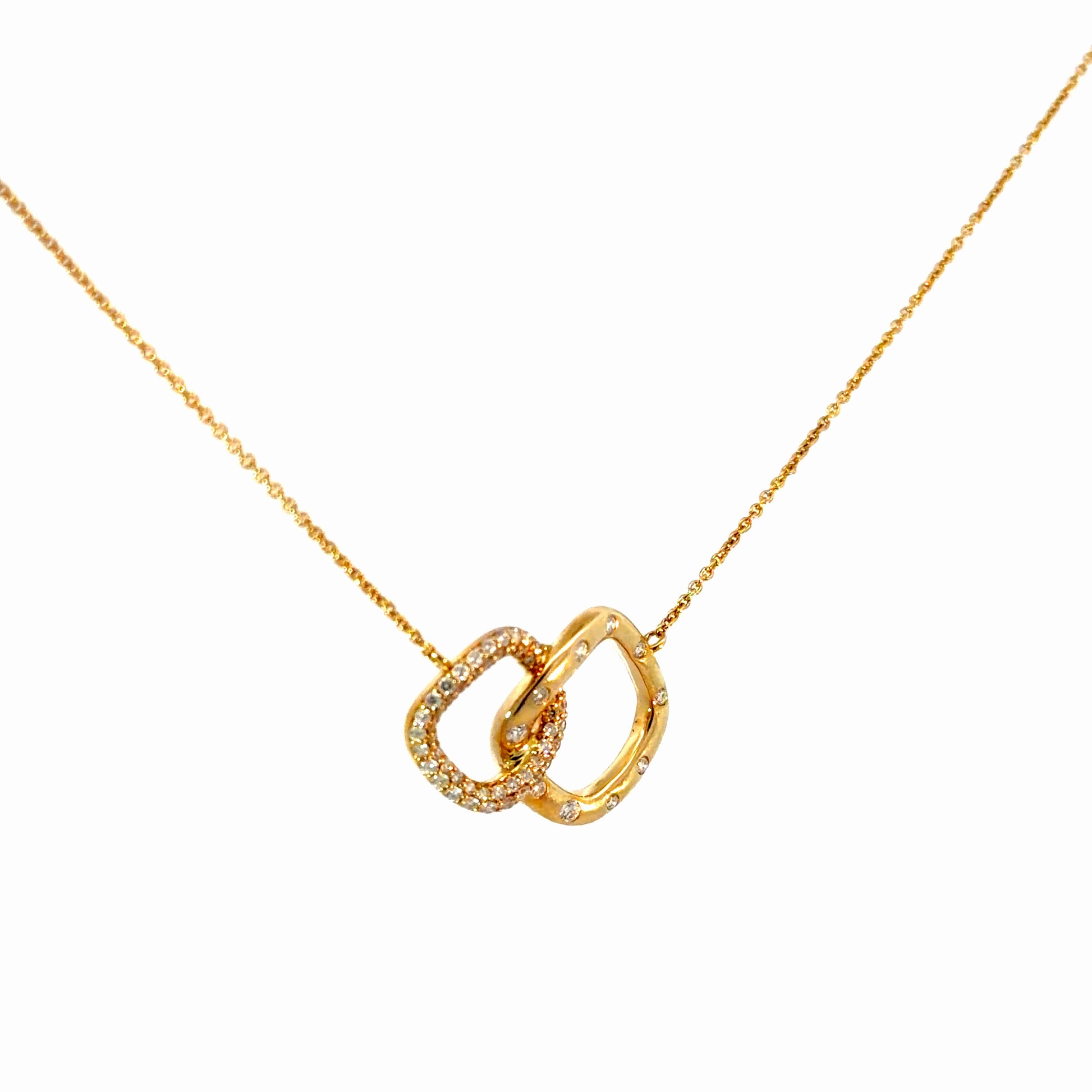 14k Gold Interlocking Natural Diamond Links Necklace