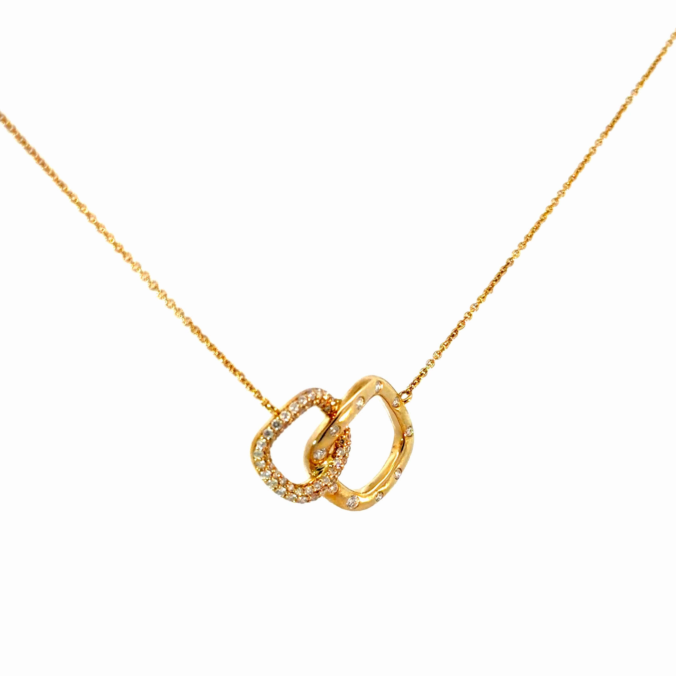 14k Gold Interlocking Natural Diamond Links Necklace
