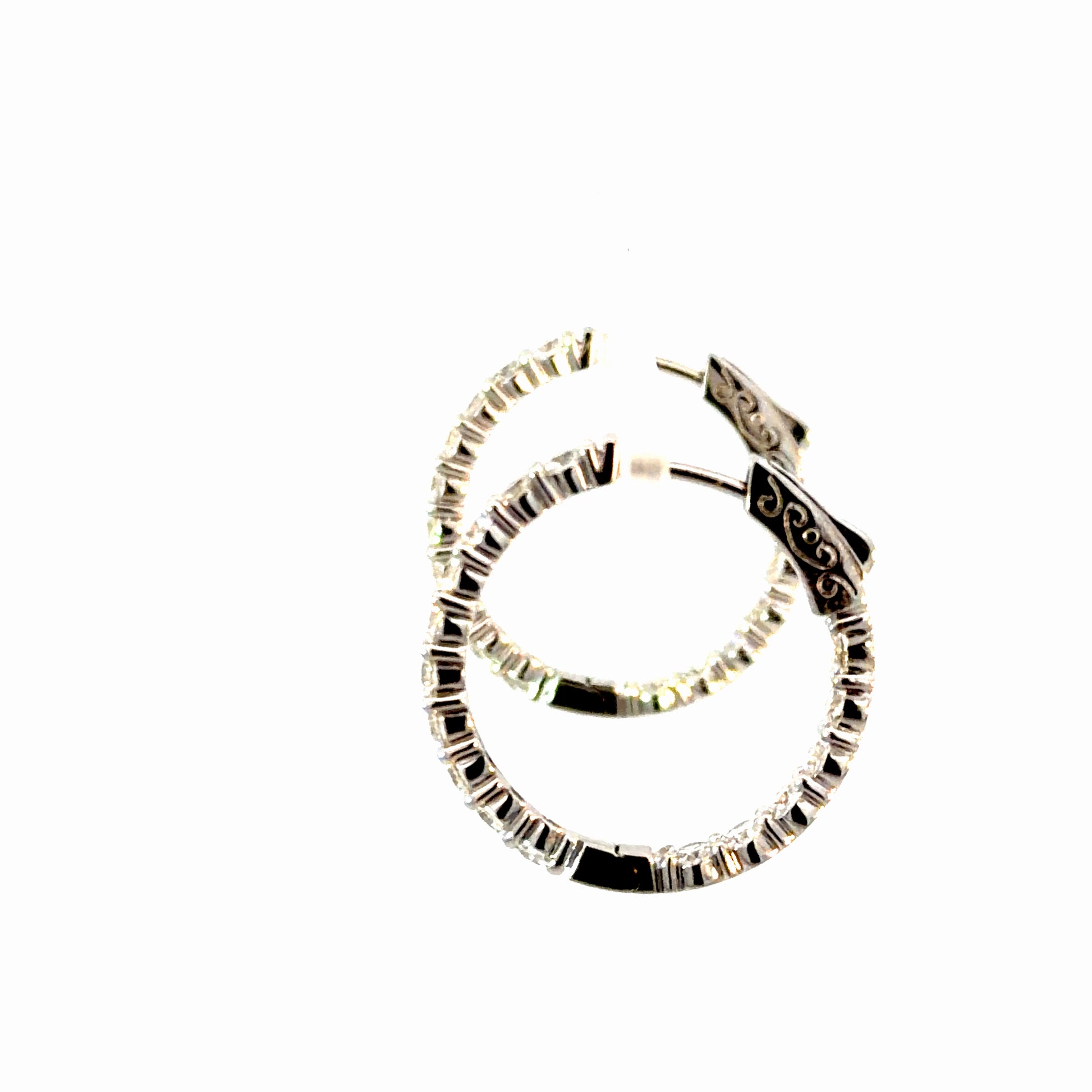 3.00 CTW Lab Diamond Hoop Earrings in 14K White Gold