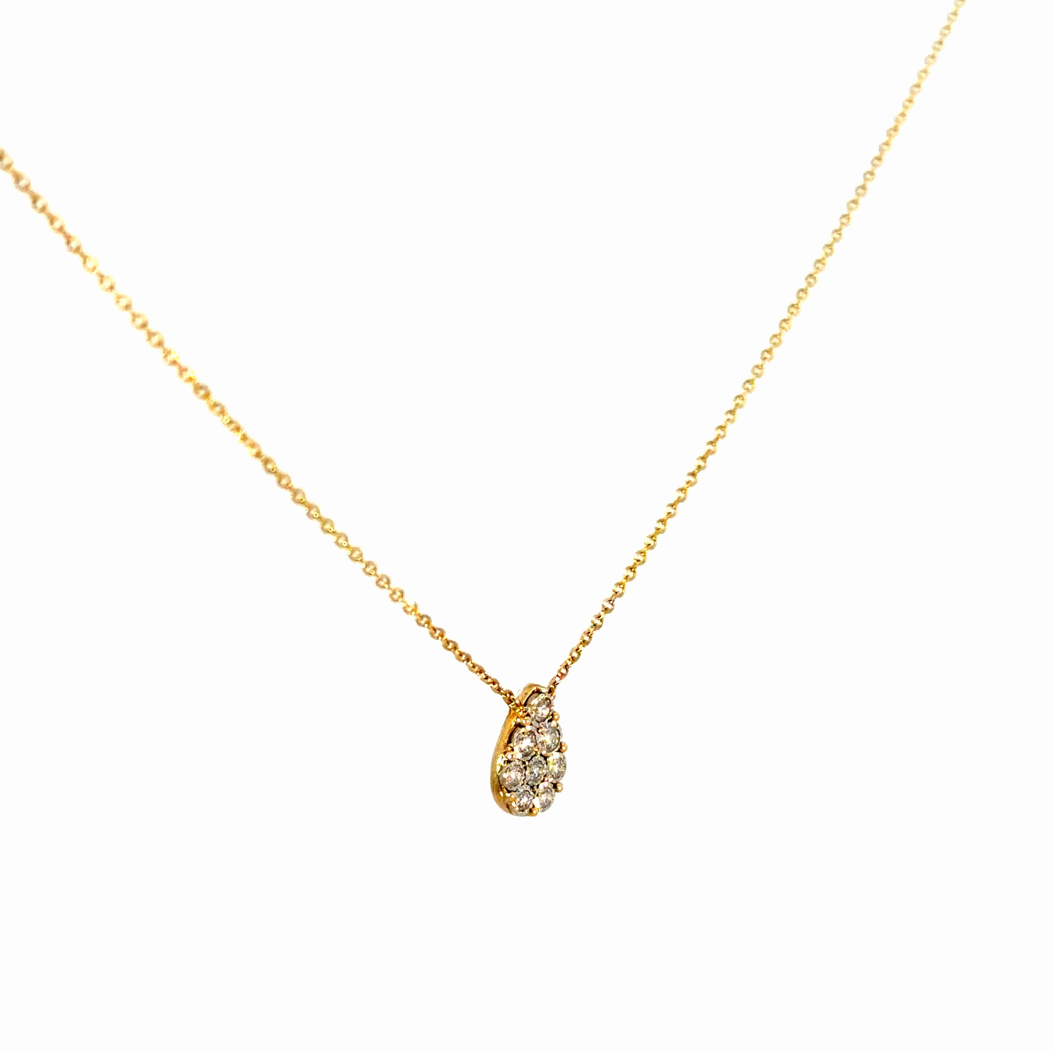 Teardrop Natural Diamond Necklace in 14K Gold