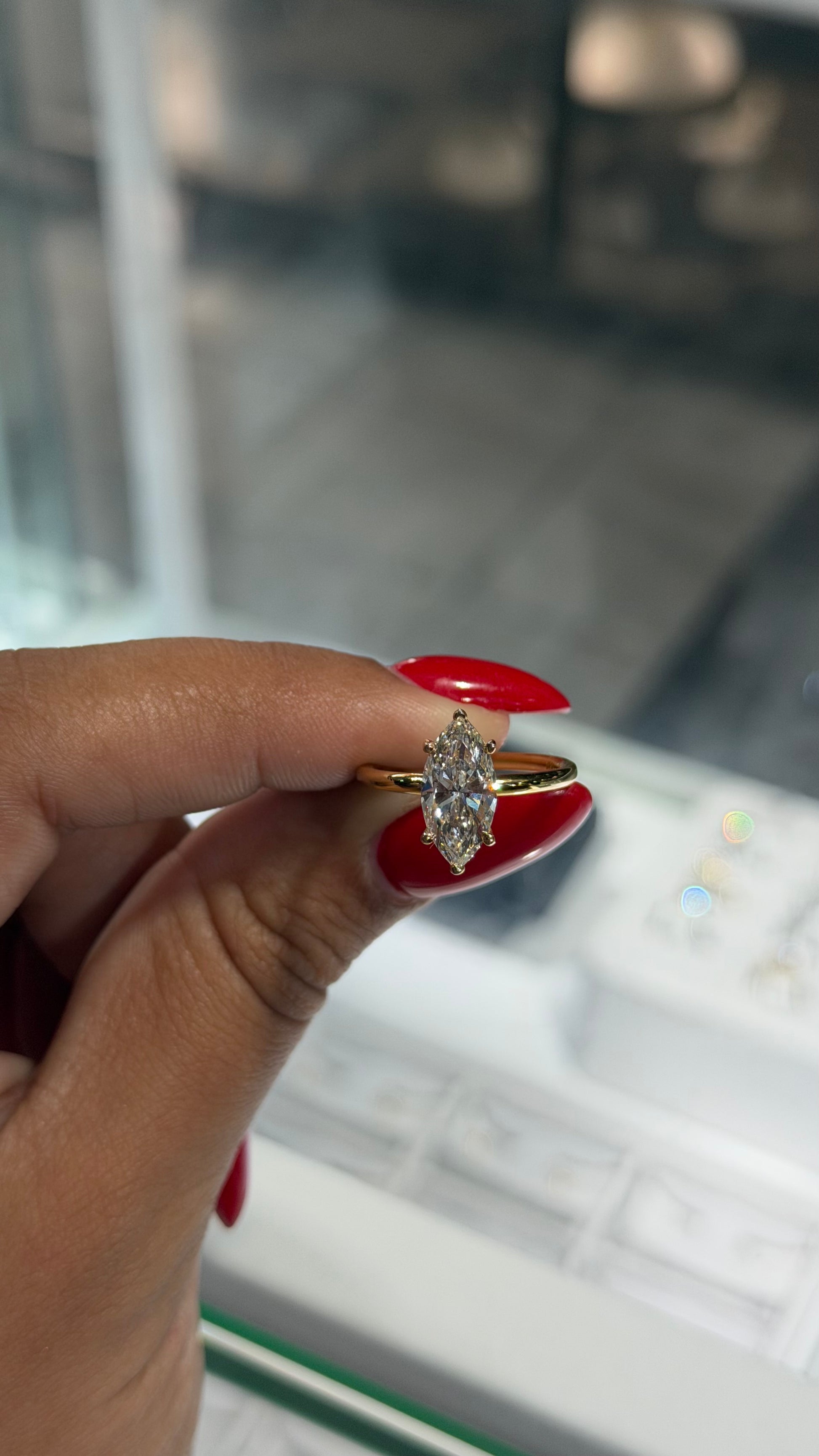 2.01 MARQUISE CUT LAB DIAMOND BASKET SOLITAIRE RING