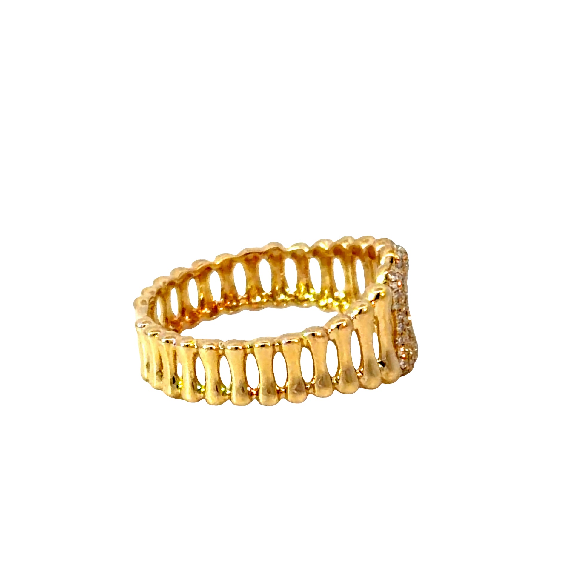 14K Gold Openwork Diamond Band Ring
