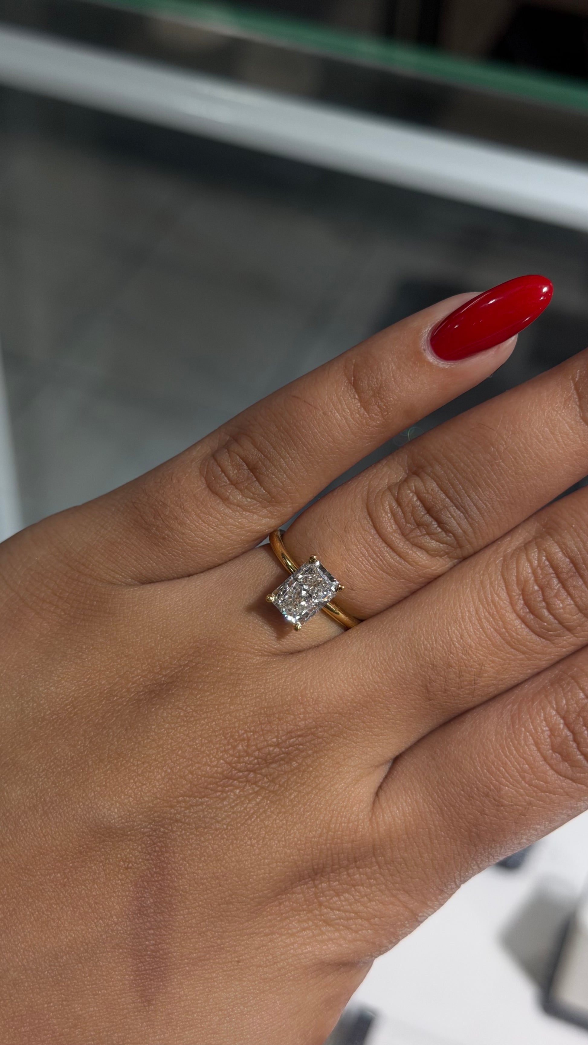 2.06ct Radiant Cut Lab Diamond Solitaire Ring