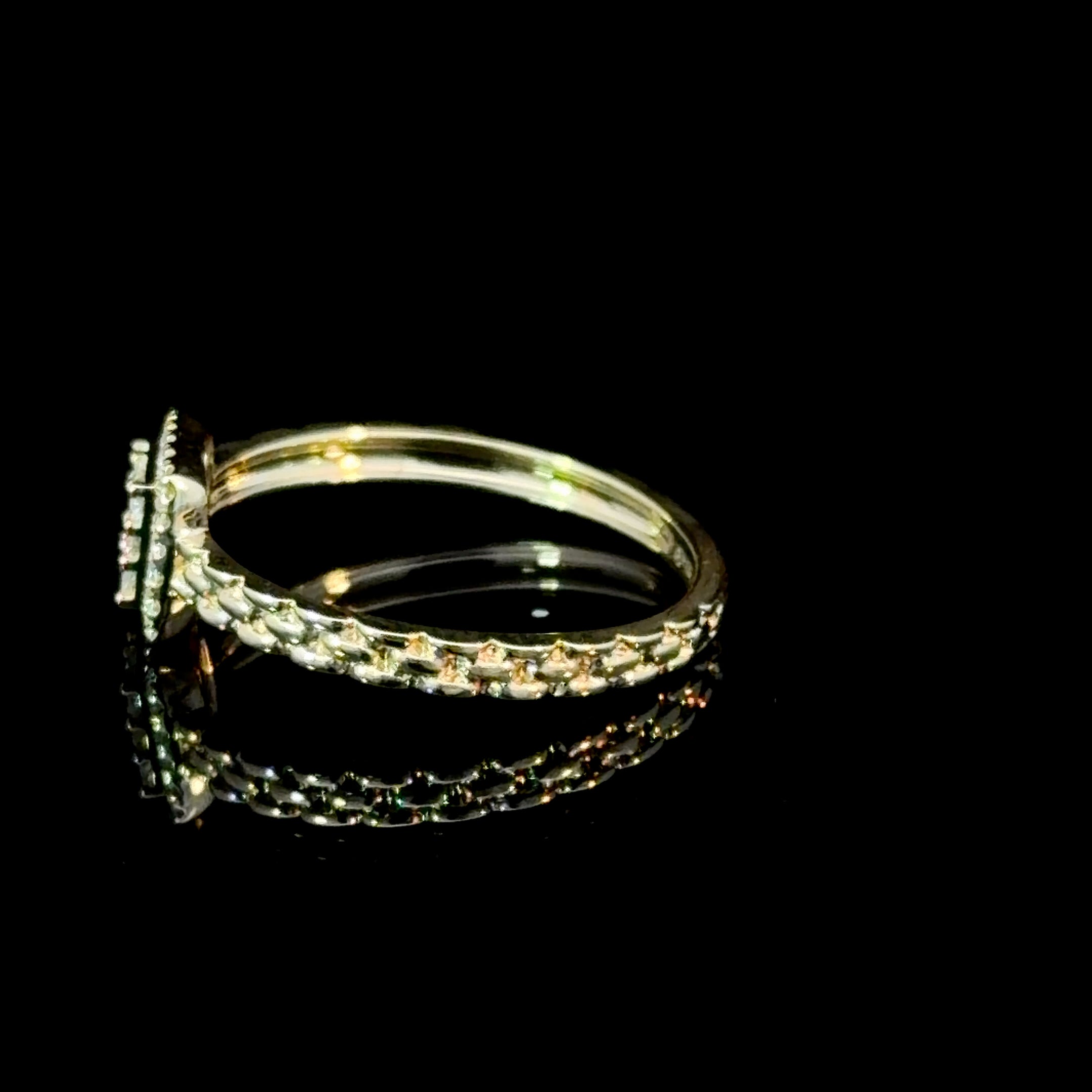 14K Gold Baguette & Round Diamond Halo Ring