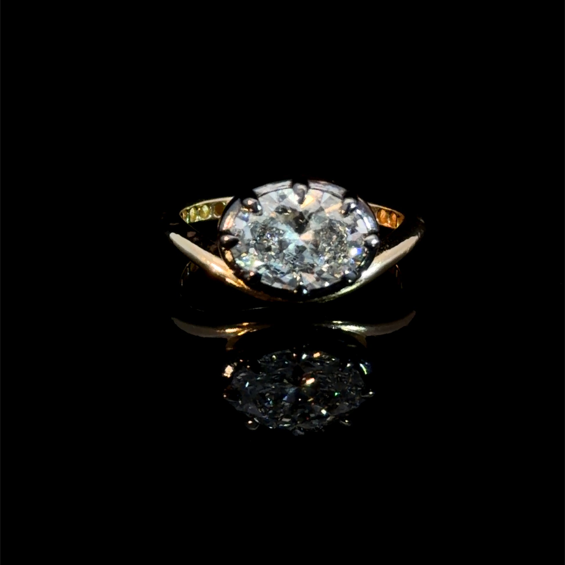 1.65CT Oval Lab Diamond in 14k Gold (&BlackRhodium)