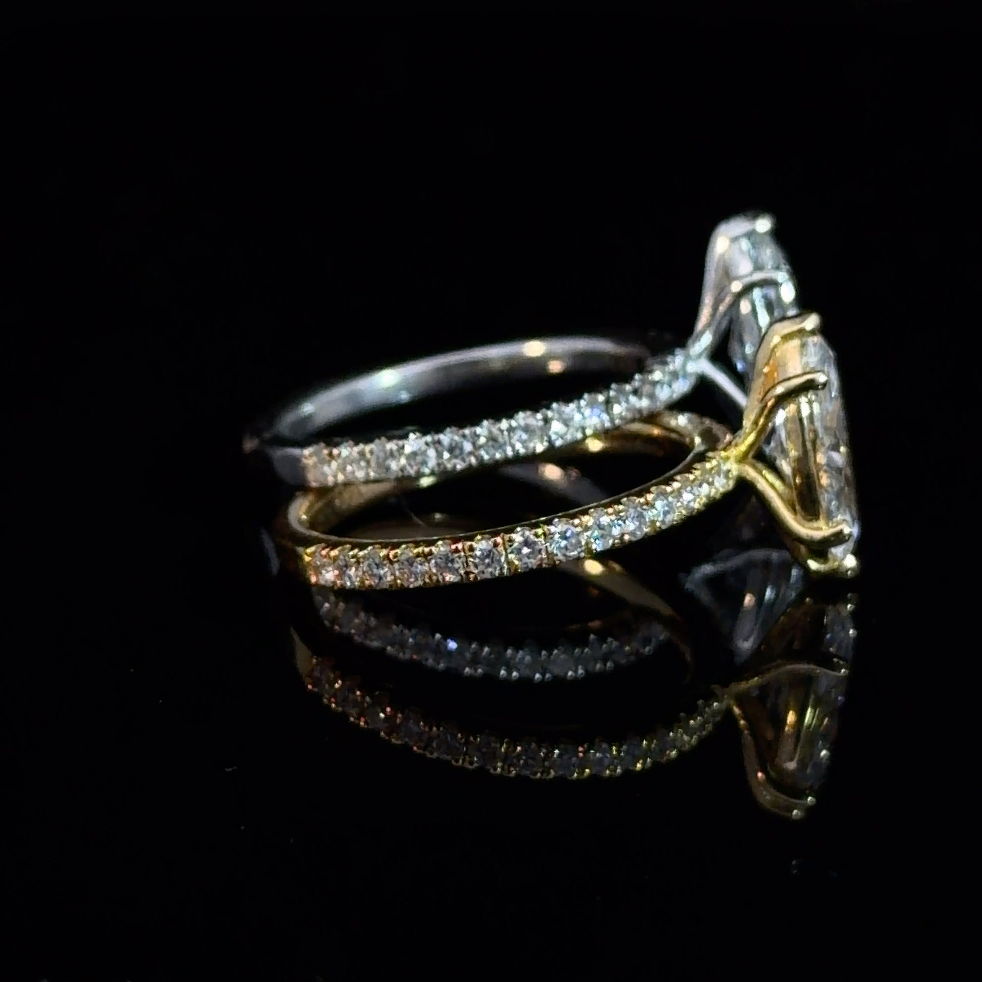 1.07CT MARQUISE CUT LAB DIAMOND BASKET PAVE RING