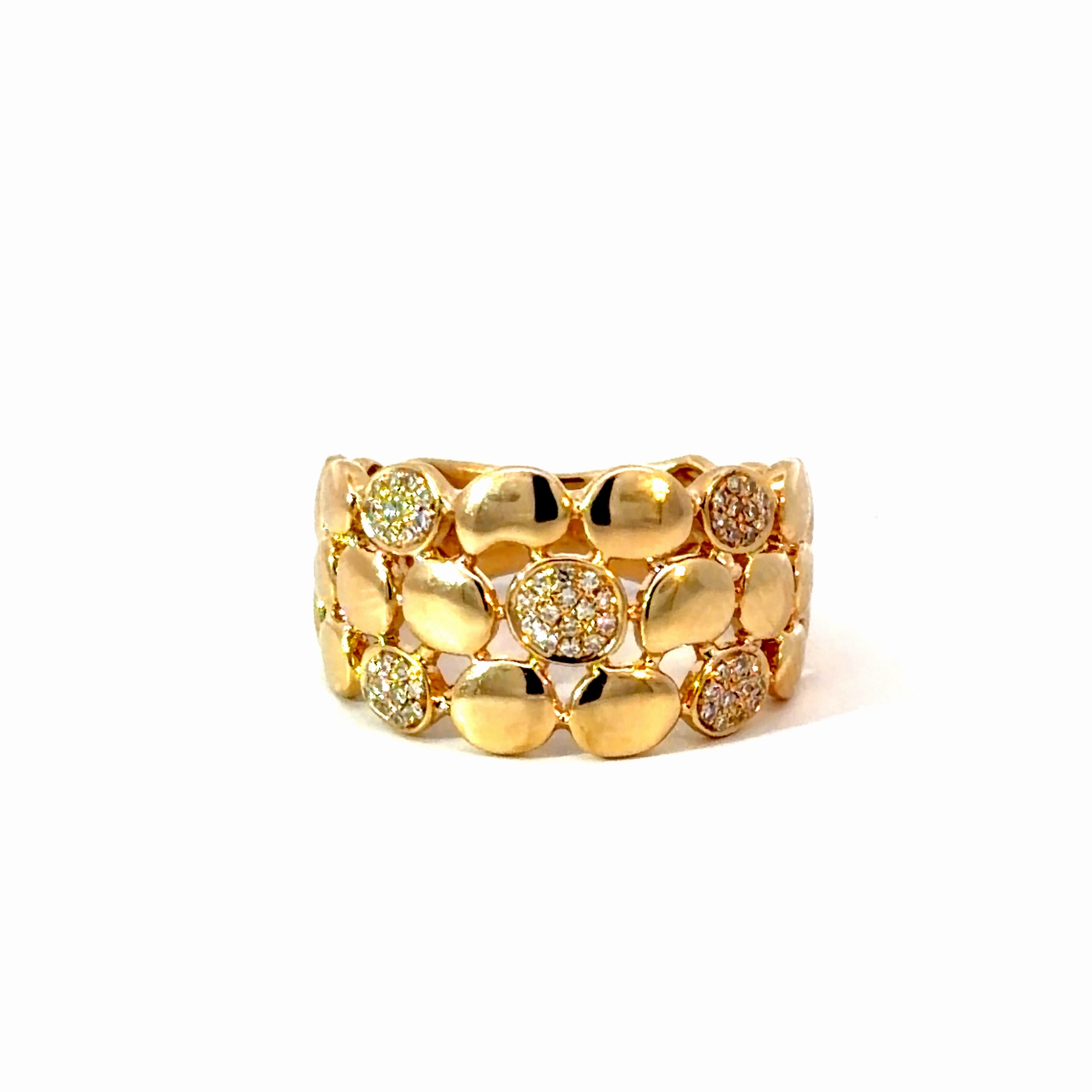 14K Gold Diamond Bubble Band Ring