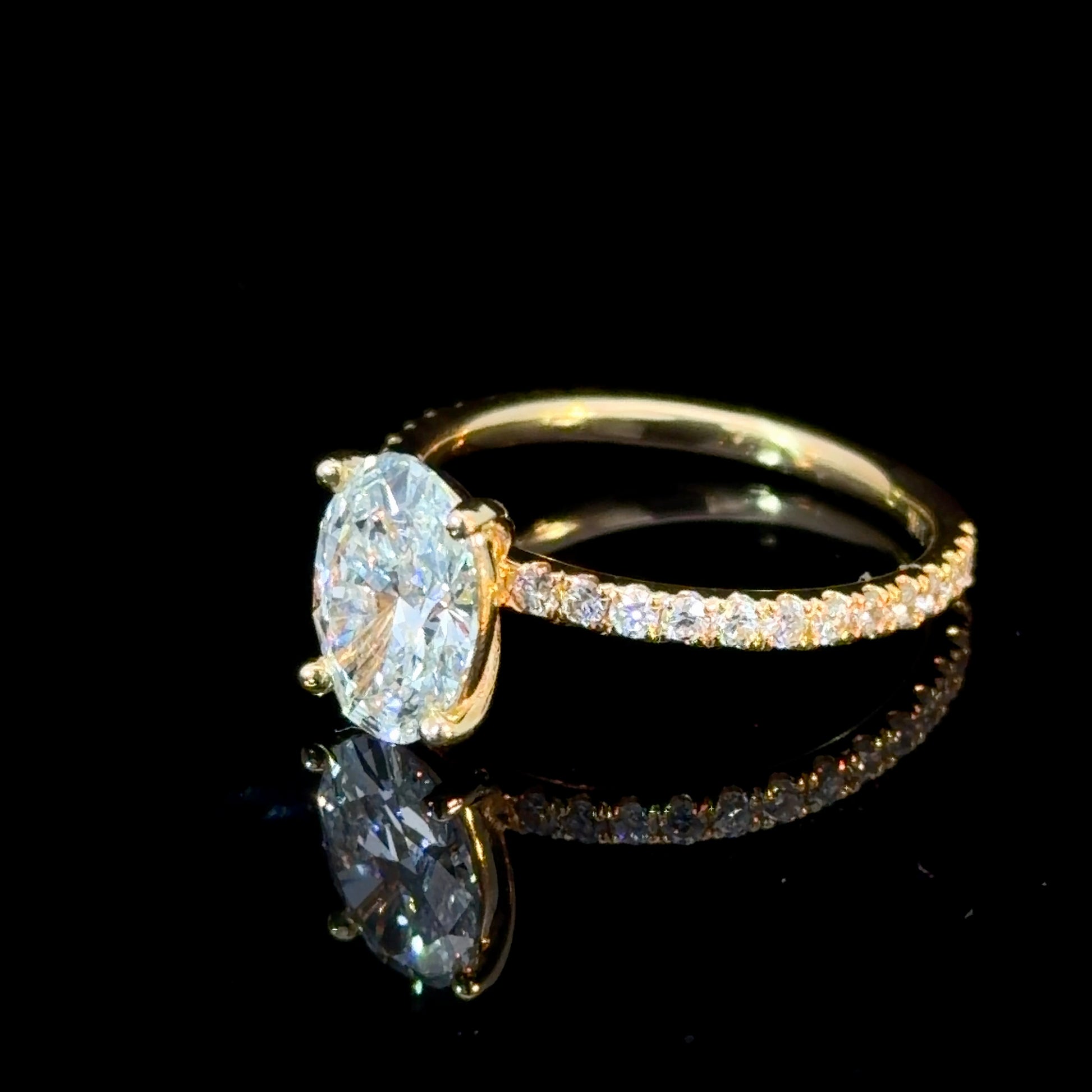 1.60ct Oval Lab Diamond On Pavé Band Ring - IGI Certified