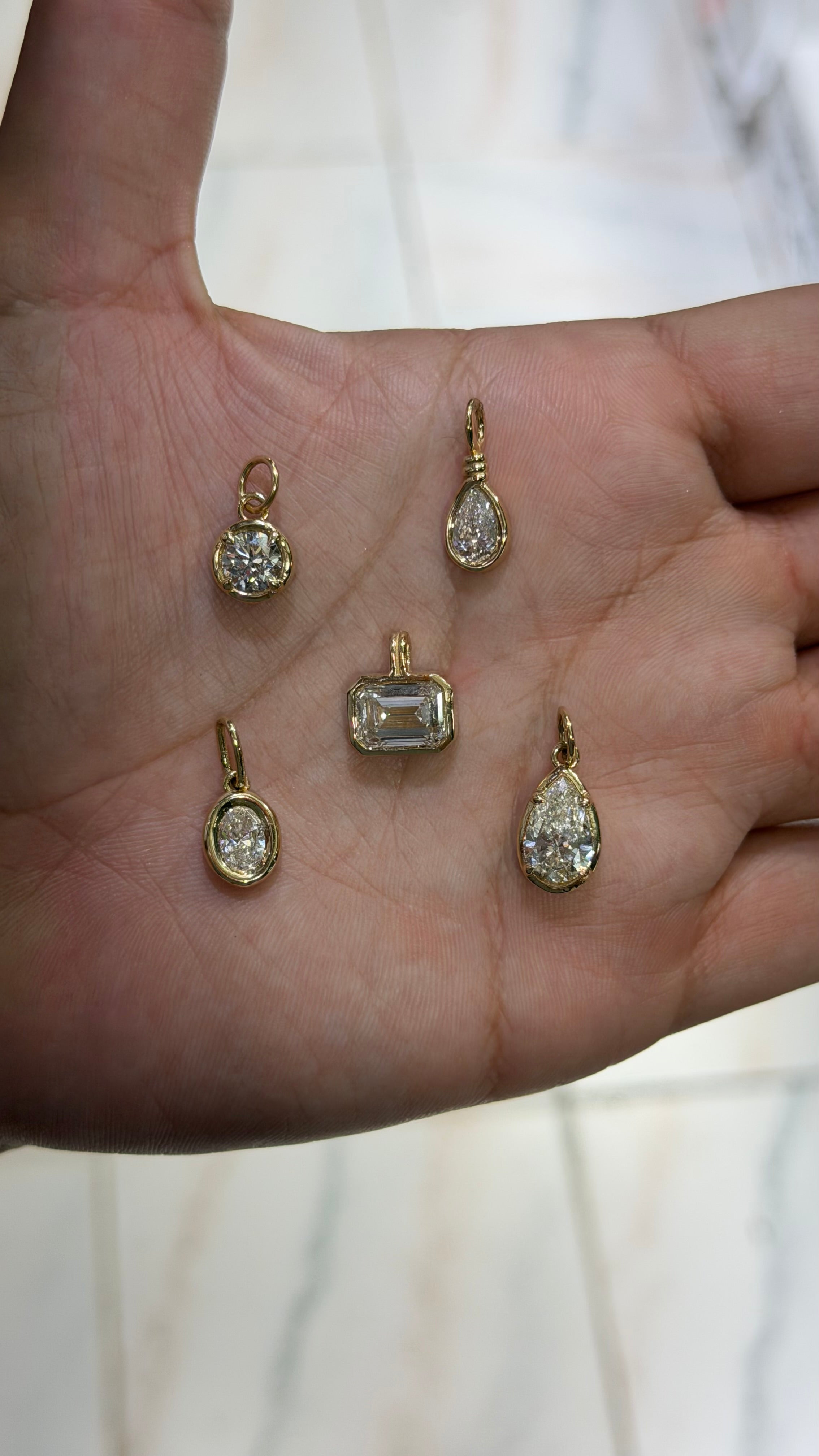 2ct Round Lab Diamond Charm in 14k Gold