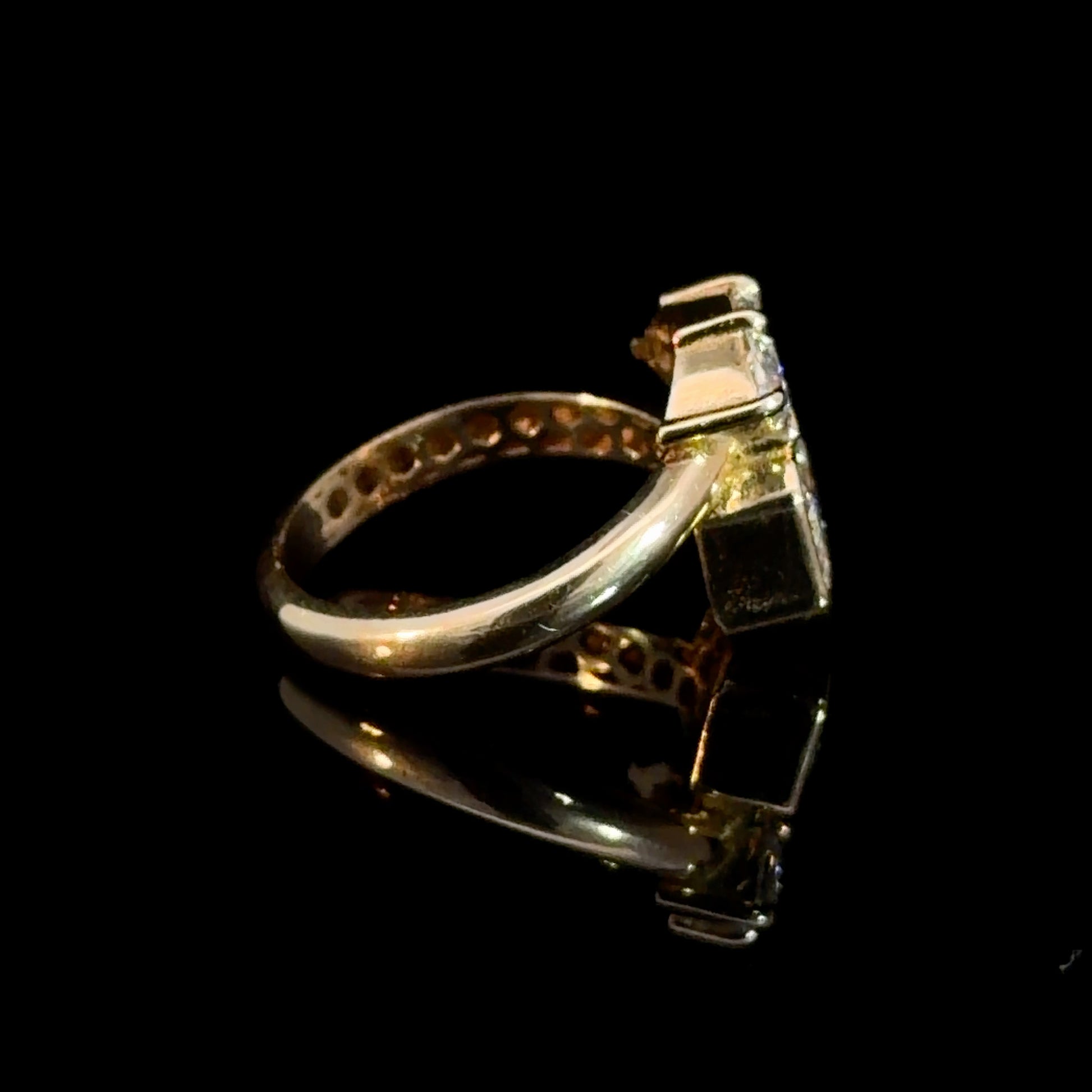 2.60 Cttw Marquise & Emerald Cut Lab Diamond Toi Et Moi Ring In 14K Yellow Gold