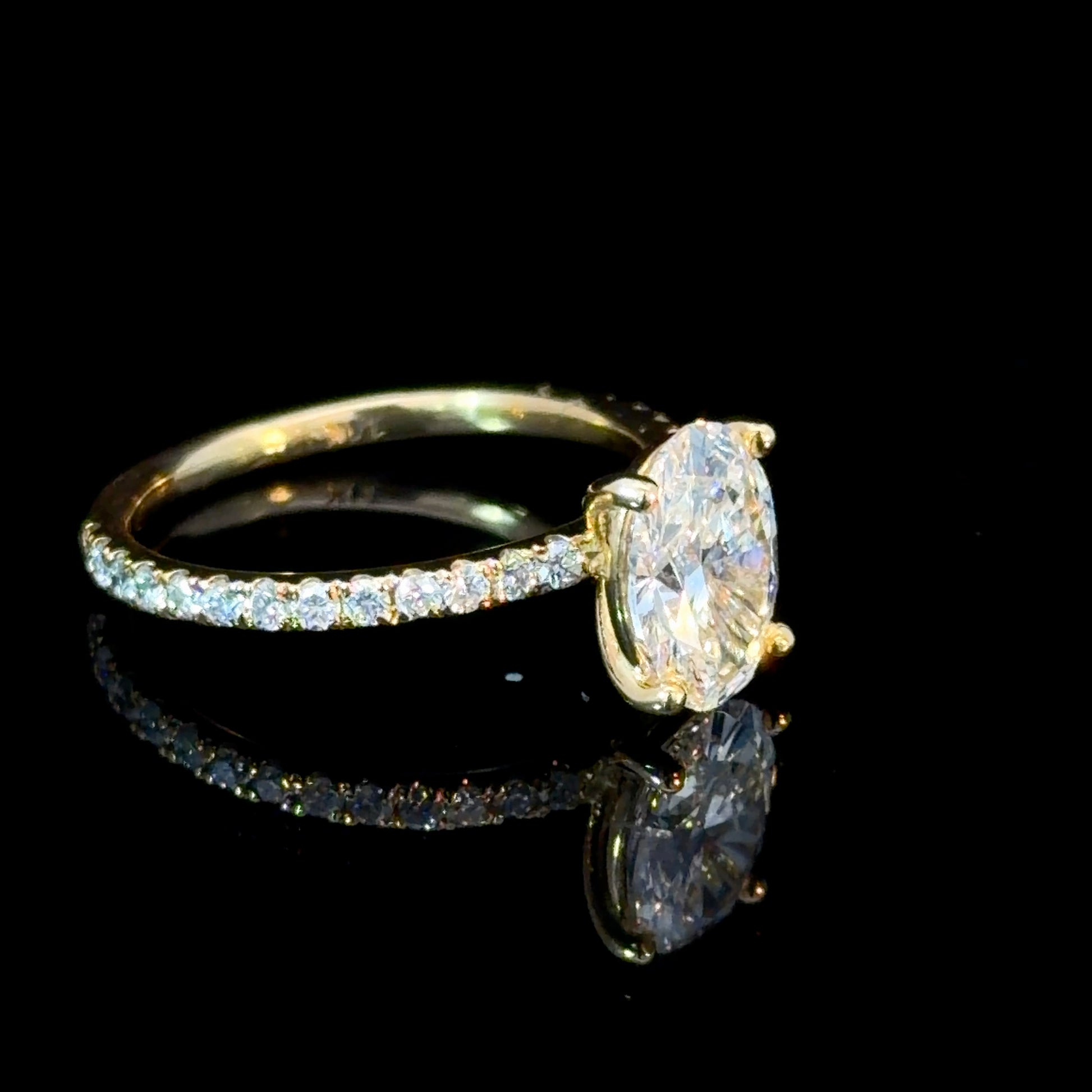 1.60ct Oval Lab Diamond On Pavé Band Ring - IGI Certified