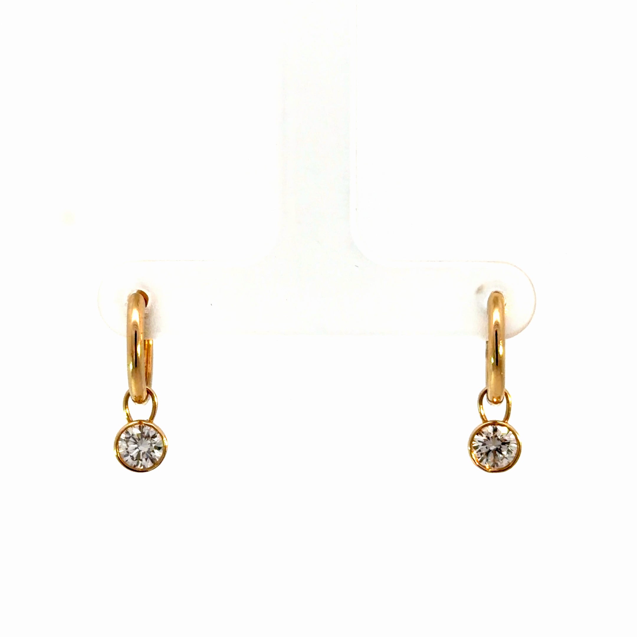 0.70ct Bezel Solitaire Diamond Huggie in 14k Gold