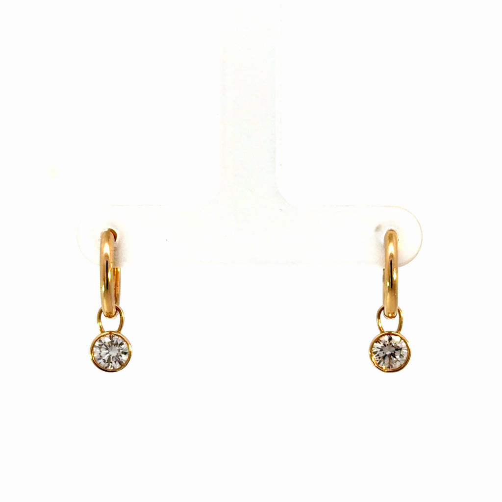 0.70ct Bezel Solitaire Diamond Huggie in 14k Gold