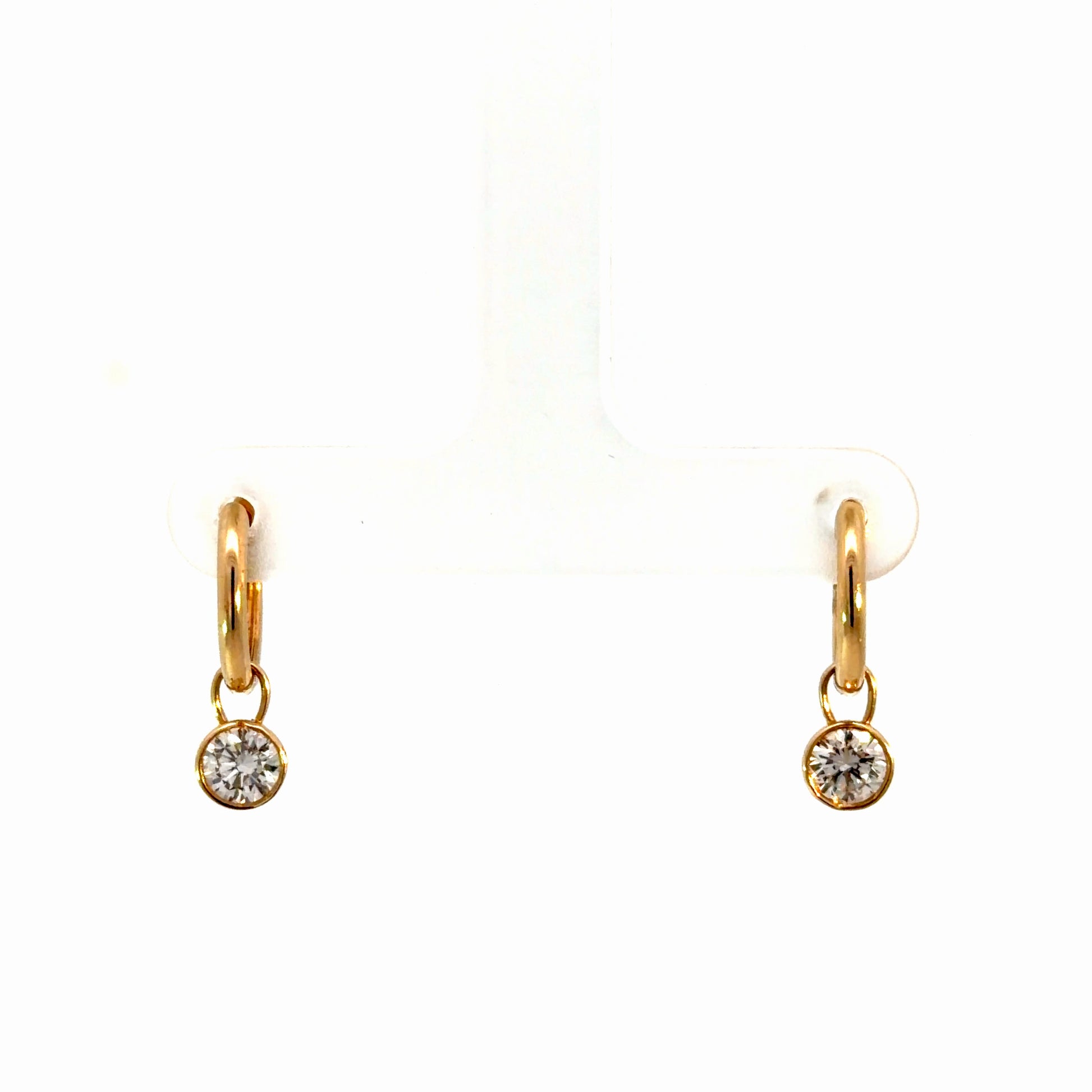 0.70ct Bezel Solitaire Diamond Huggie in 14k Gold