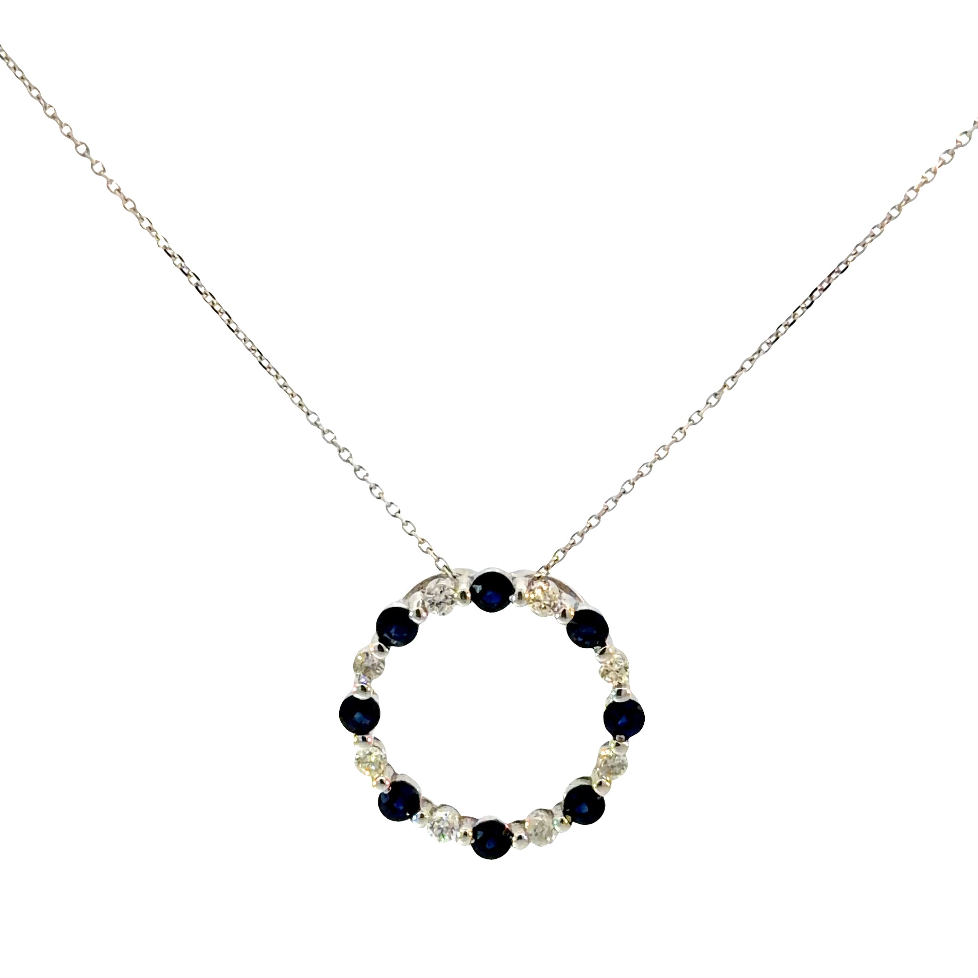 Eternal Natural Sapphire & Diamond Circle Necklace