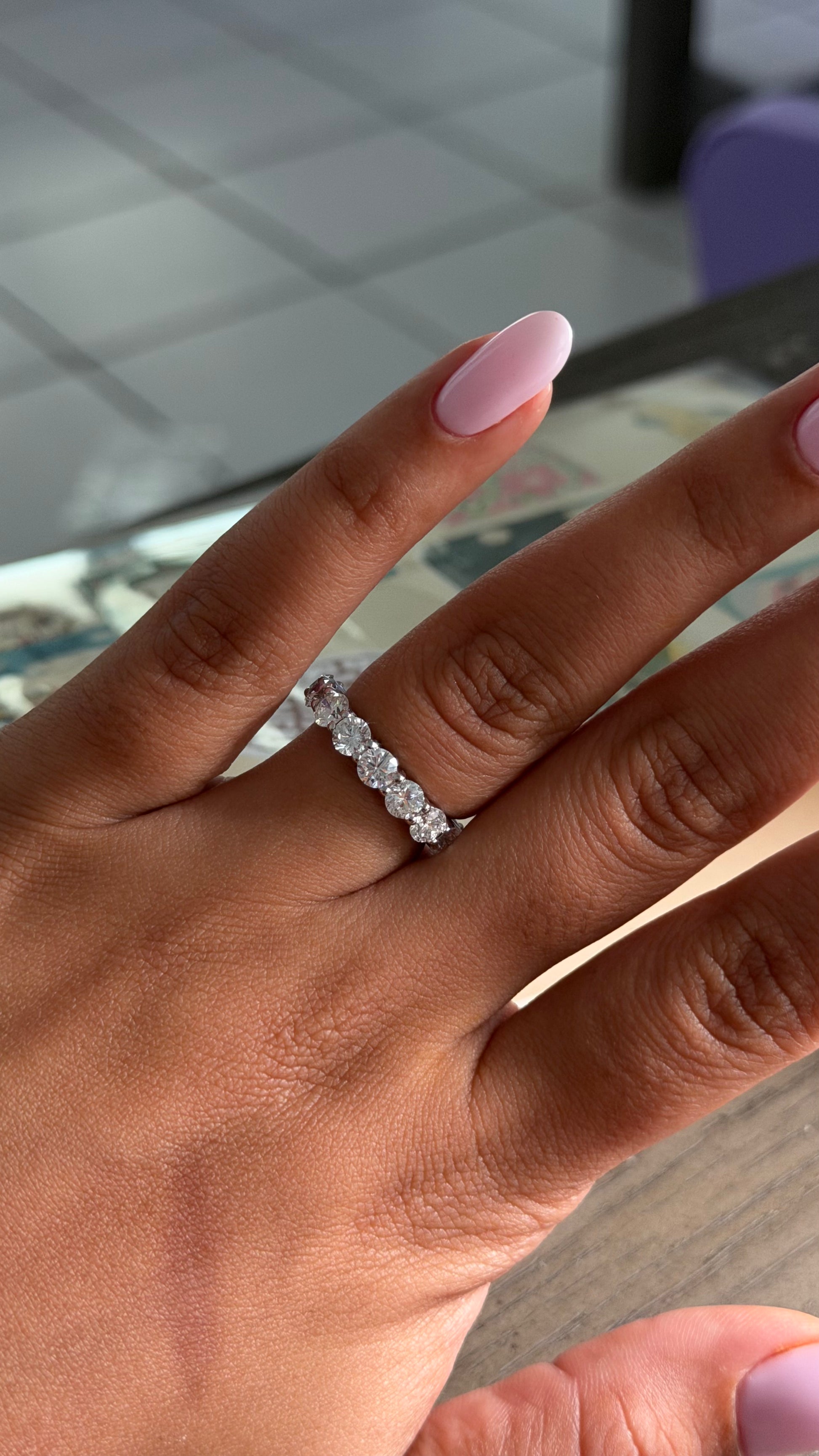 4.55ct Lab Diamond Round Cut Eternity Band - 14K White Gold