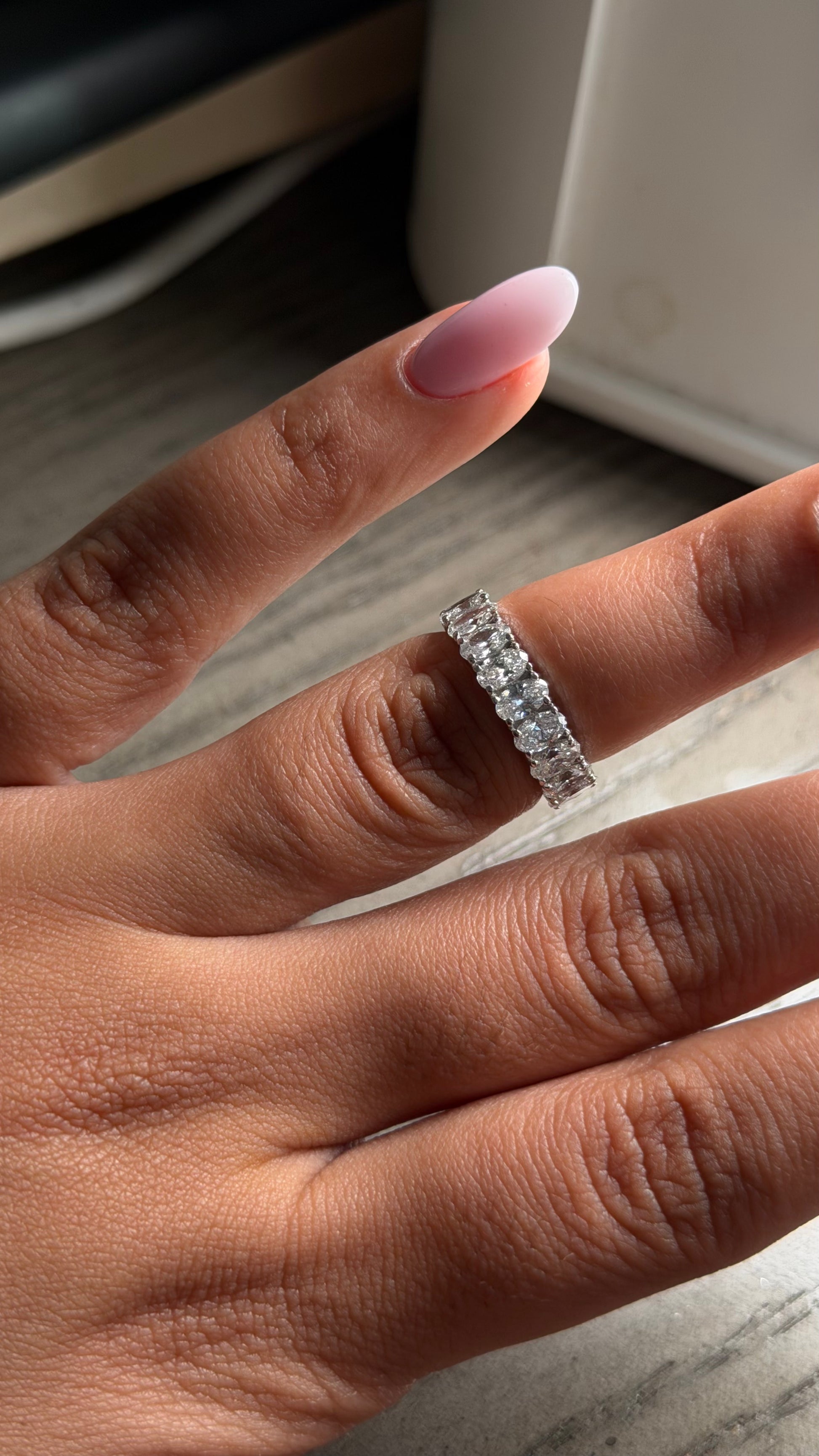 3.65ct Lab Diamond Oval Cut Eternity Band - 14K White Gold