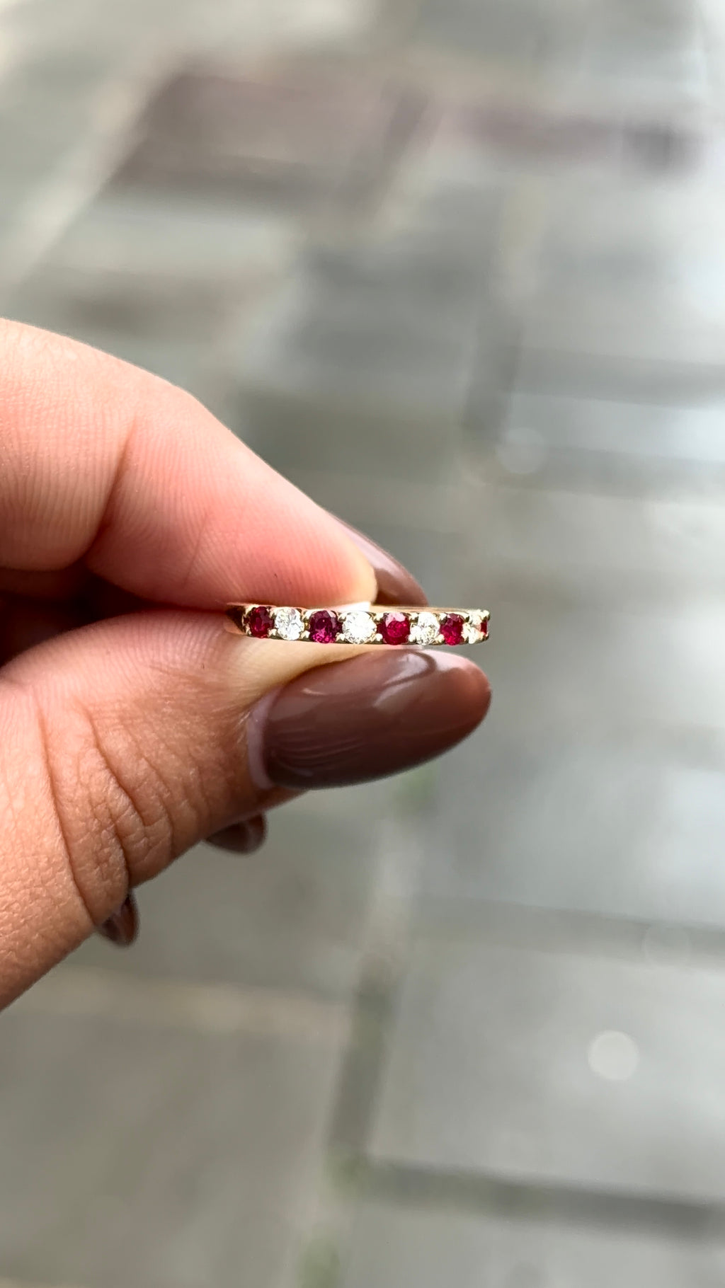 Eternal Ruby & Diamond Band in 14K Gold