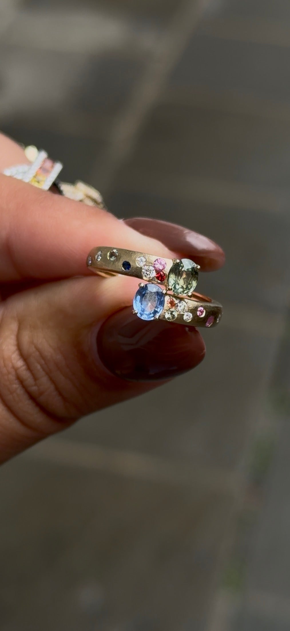 Celeste Multi-Sapphire Toi et Moi Ring