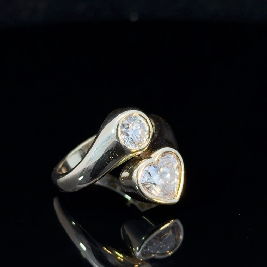 2.00ct Round and Heart Shape Lab Diamond in 14k Gold