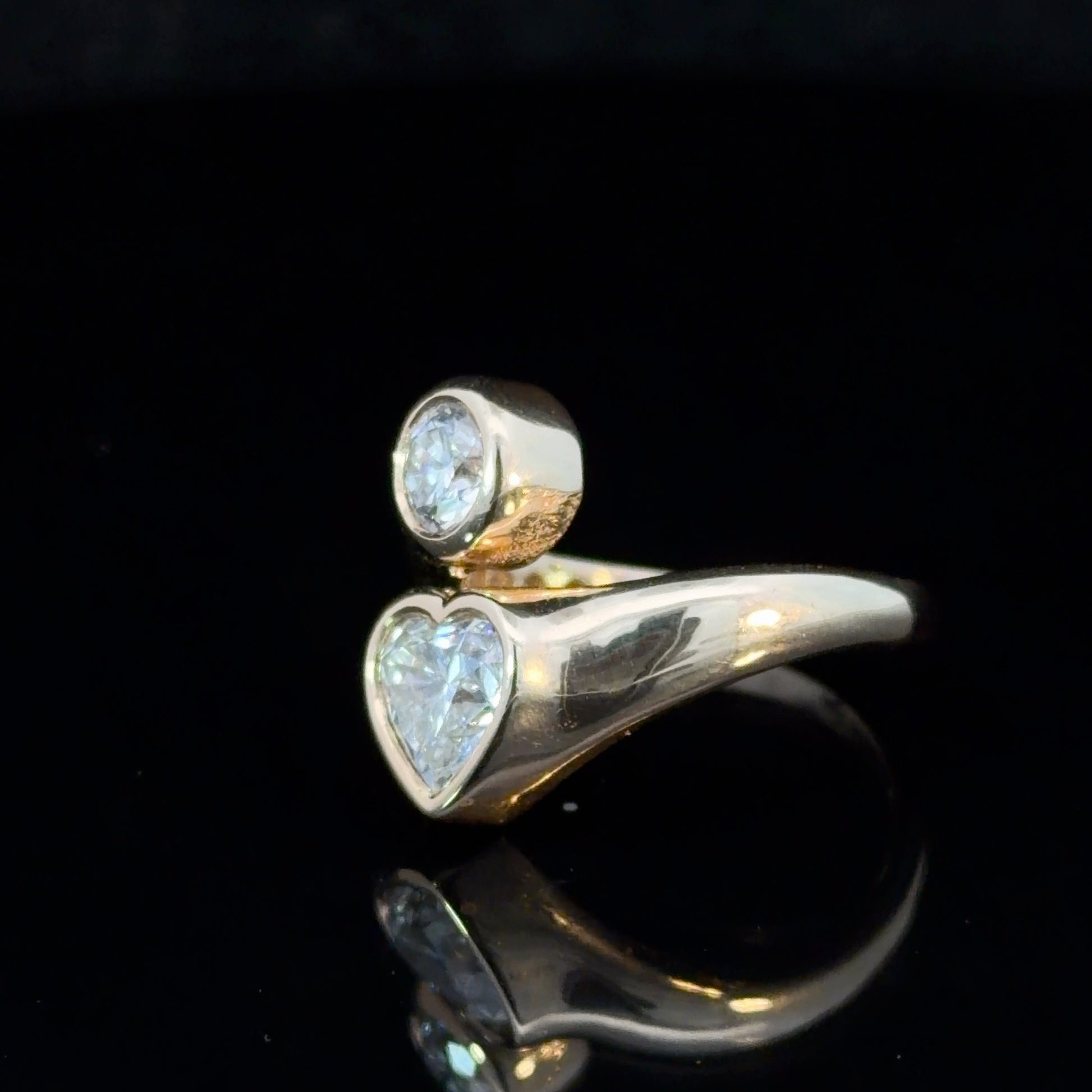 2.00ct Round and Heart Shape Lab Diamond in 14k Gold