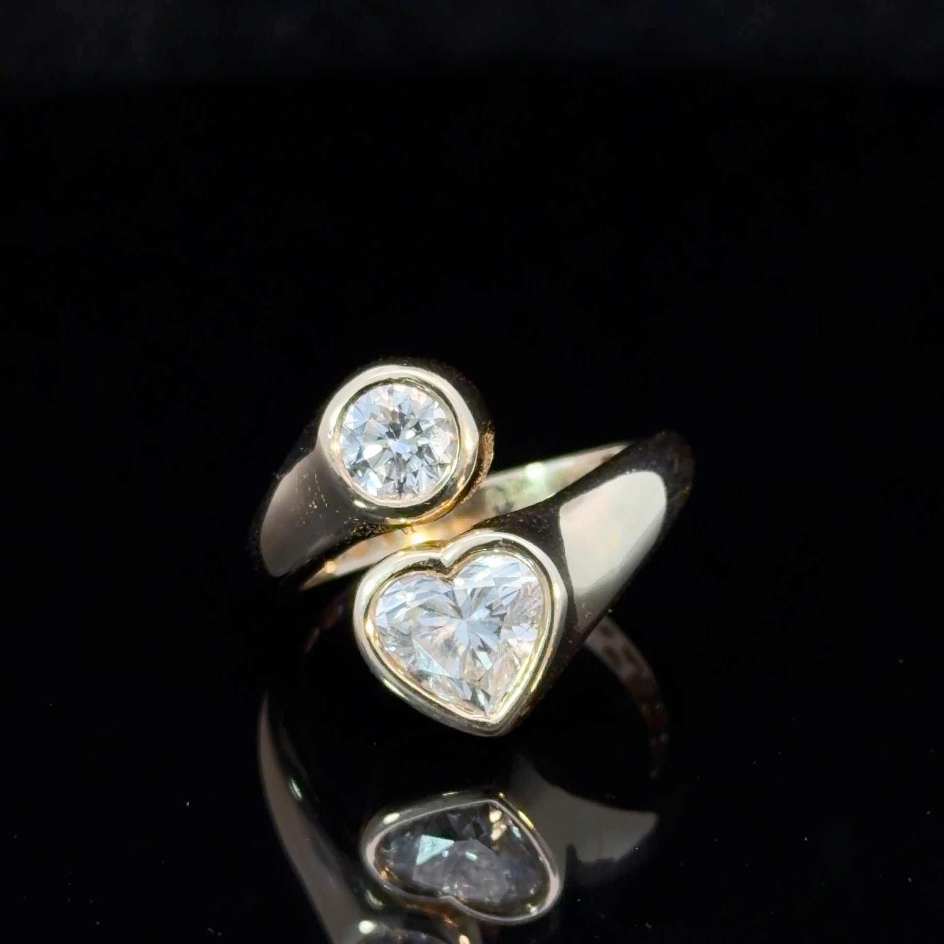 2.00ct Round and Heart Shape Lab Diamond in 14k Gold