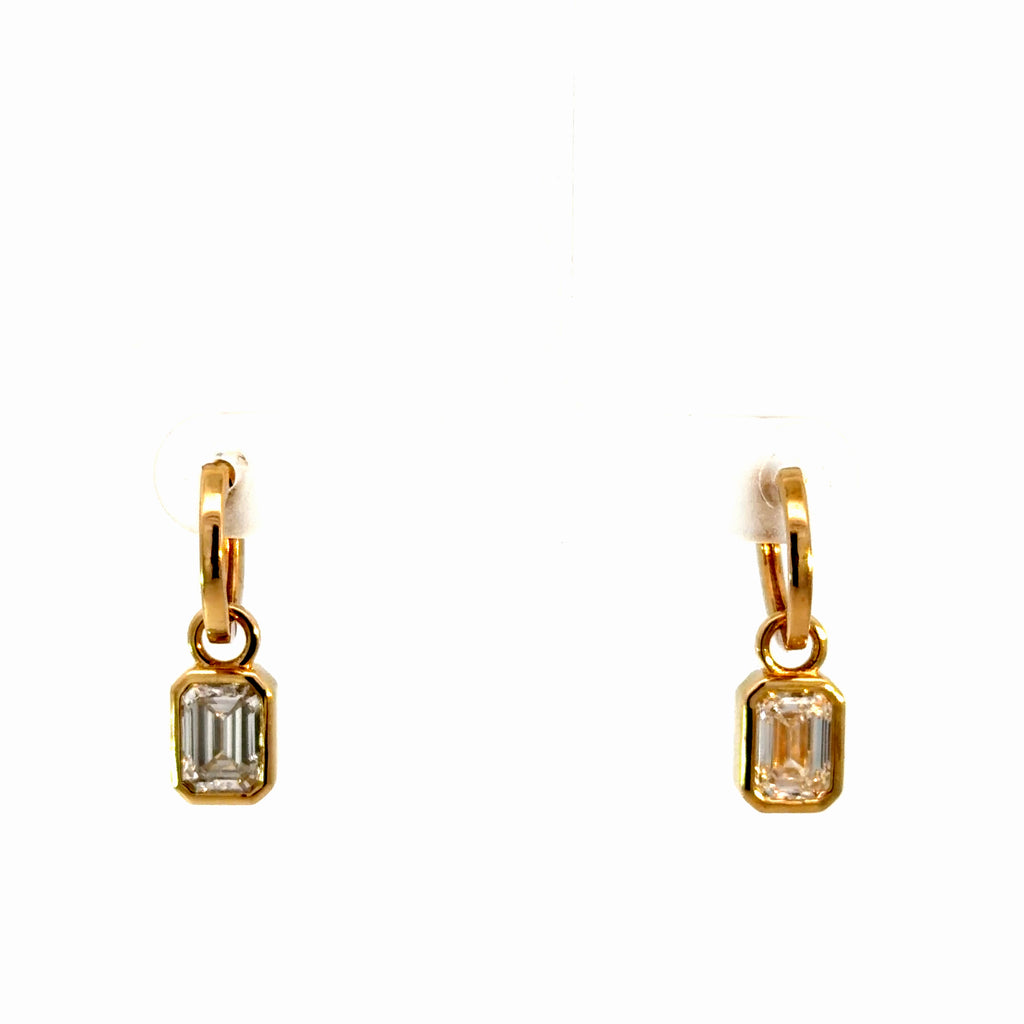 2ct Emerald Drop Lab Diamond Earrings in 14K Gold