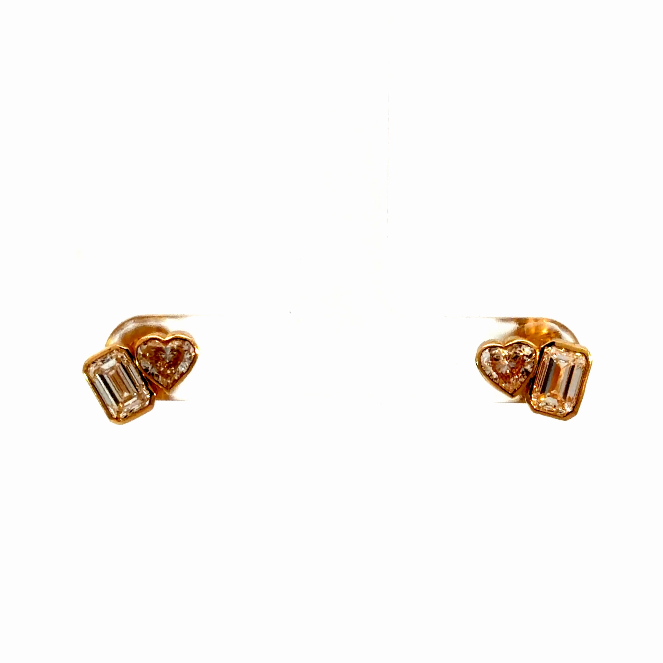 1.95ct Toi et Moi Heart & Emerald Lab Diamond Studs in 14K Gold