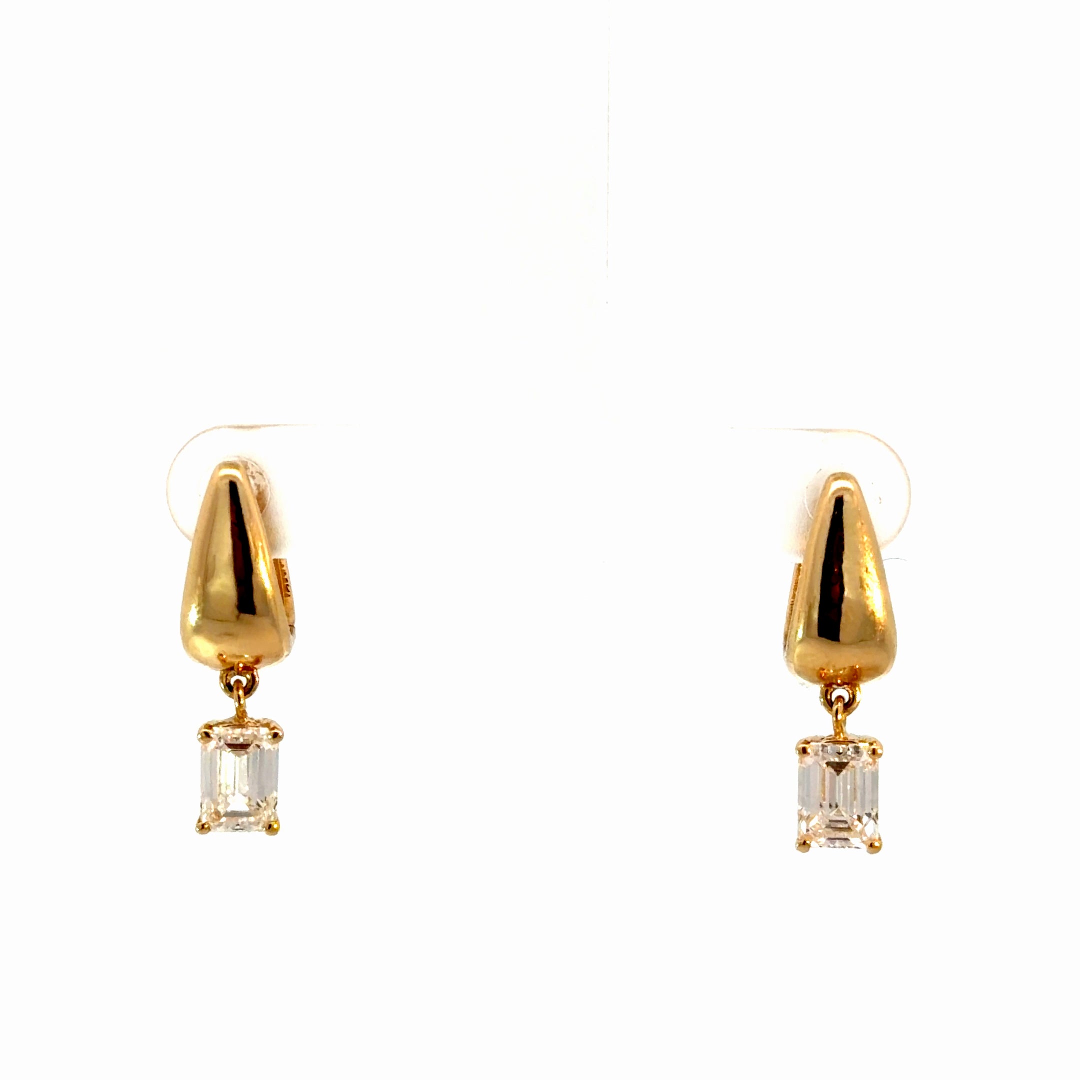 2ct Sculpted Drop Emerald-cut Lab Diamond Earrings in 14K Gold
