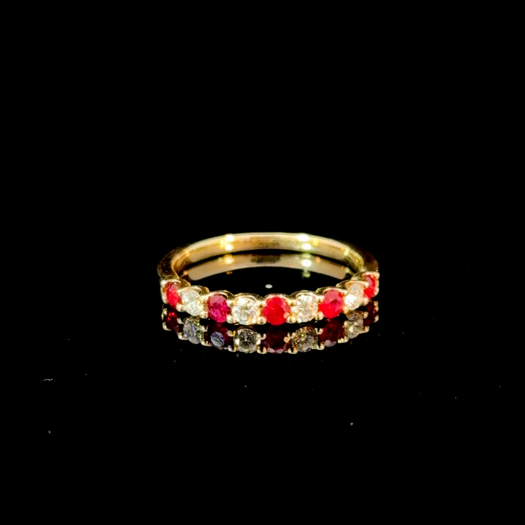 Eternal Ruby & Diamond Band in 14K Gold