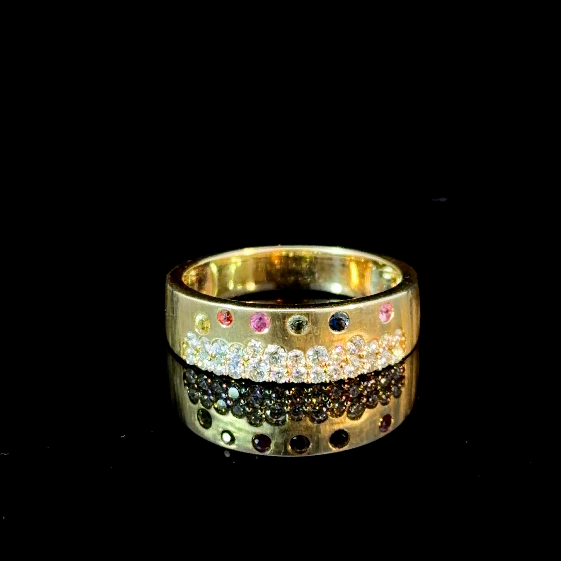 Gemstone and Diamond Confetti Ring