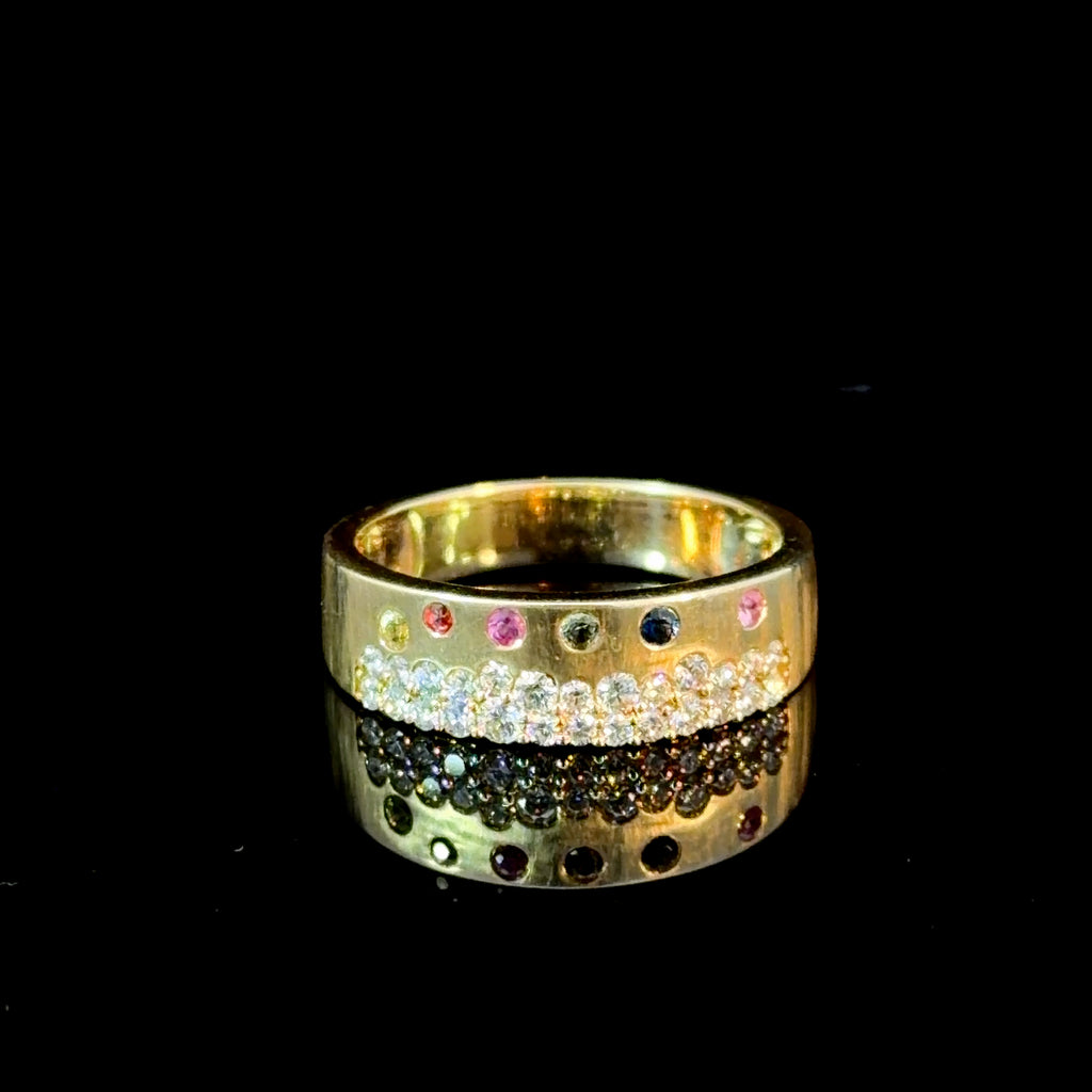Gemstone and Diamond Confetti Ring