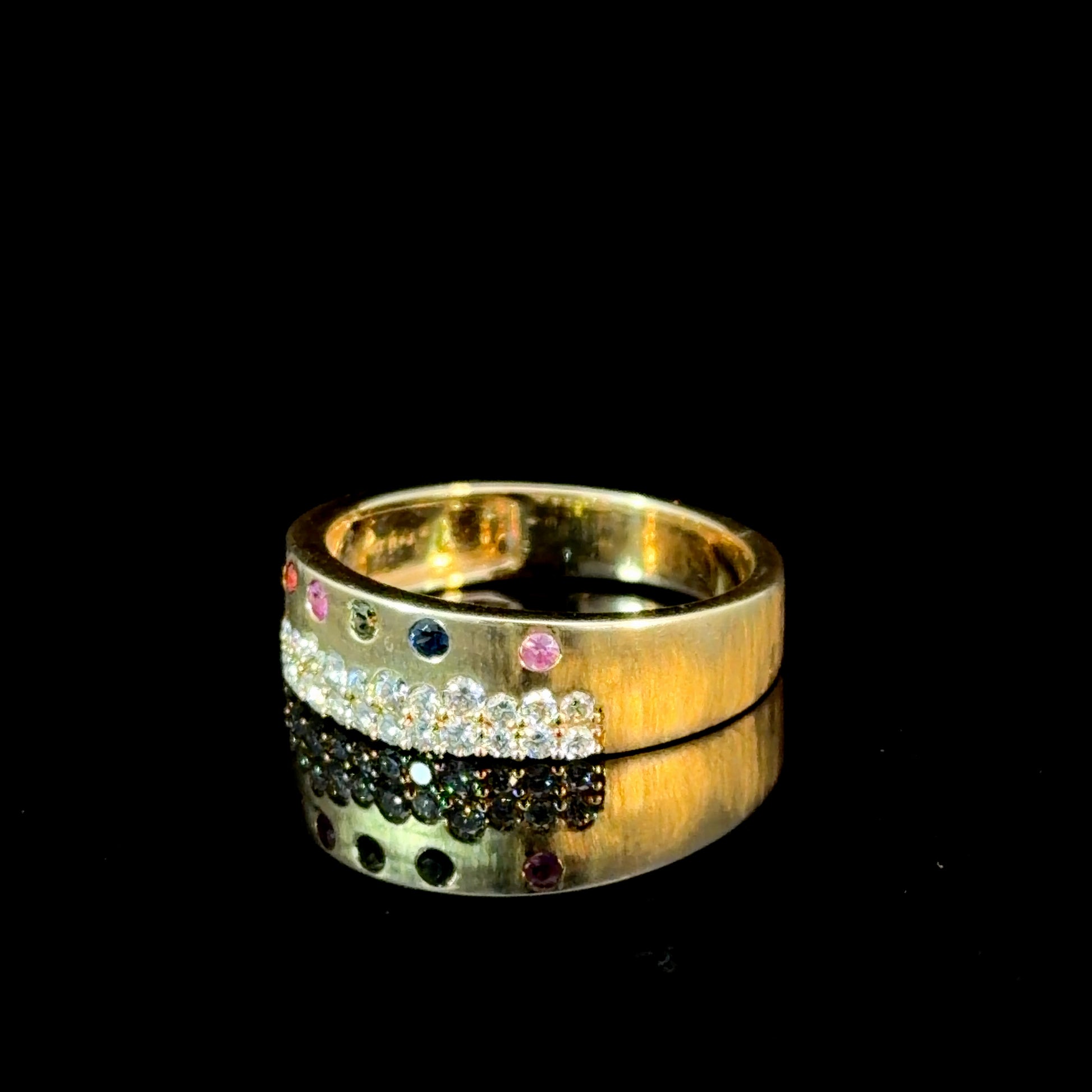 Gemstone and Diamond Confetti Ring