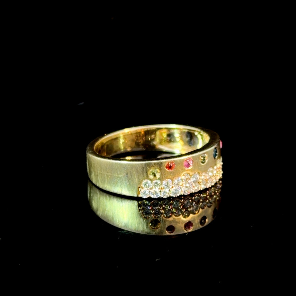 Gemstone and Diamond Confetti Ring