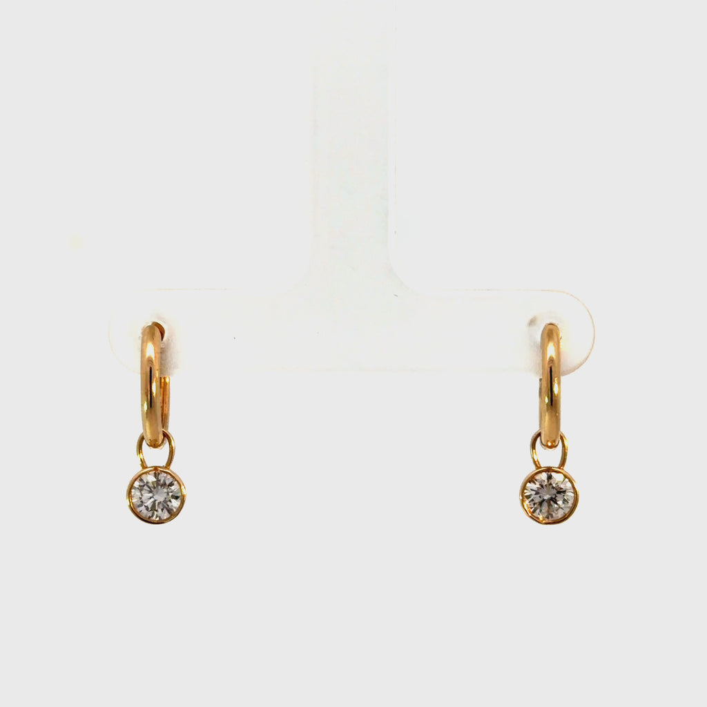 0.70ct Bezel Solitaire Diamond Huggie in 14k Gold