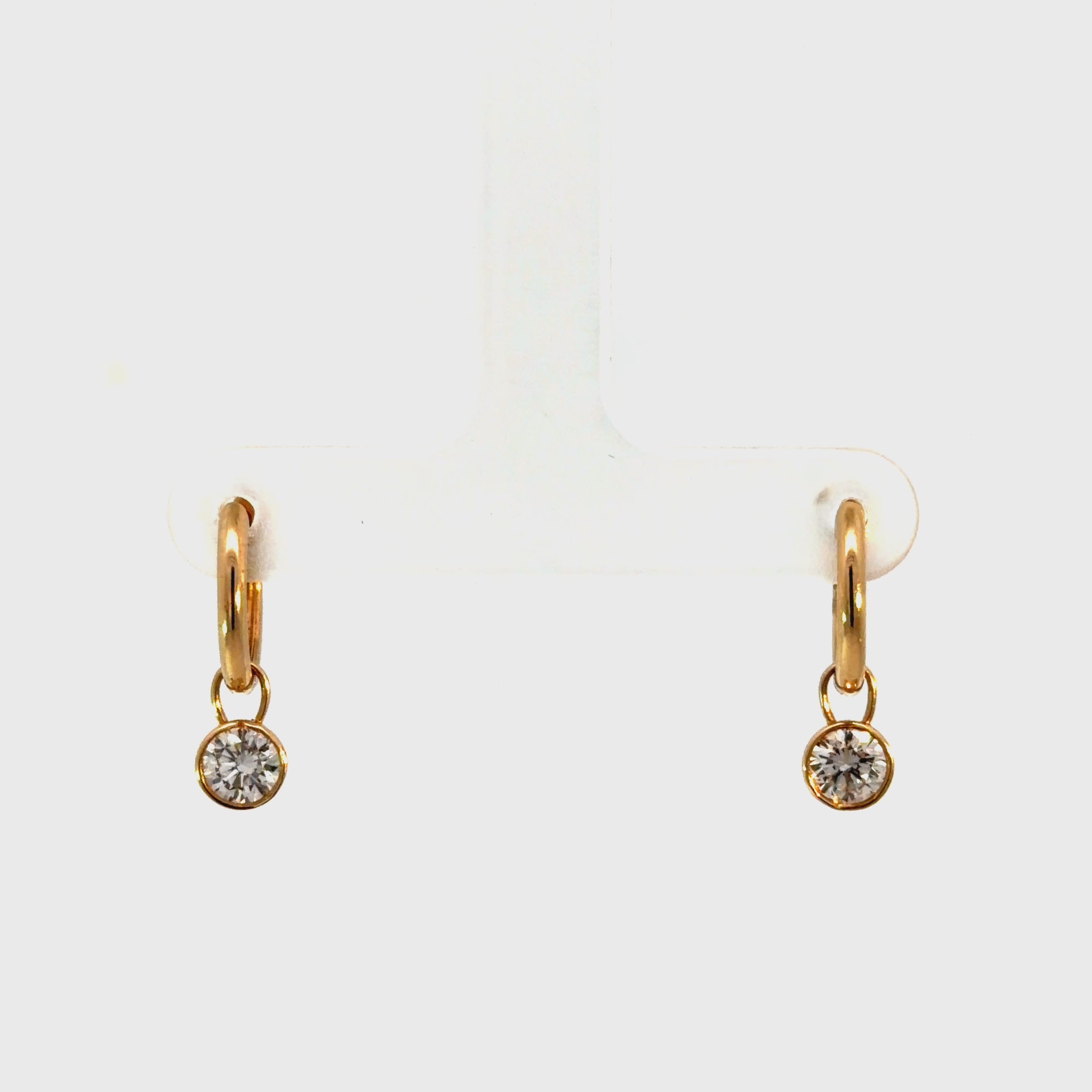 0.70ct Bezel Solitaire Diamond Huggie in 14k Gold